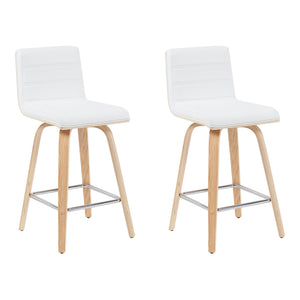 Vienna - Modern Counter Height Swivel Bar Stool - Patterned Oak Wood Frame