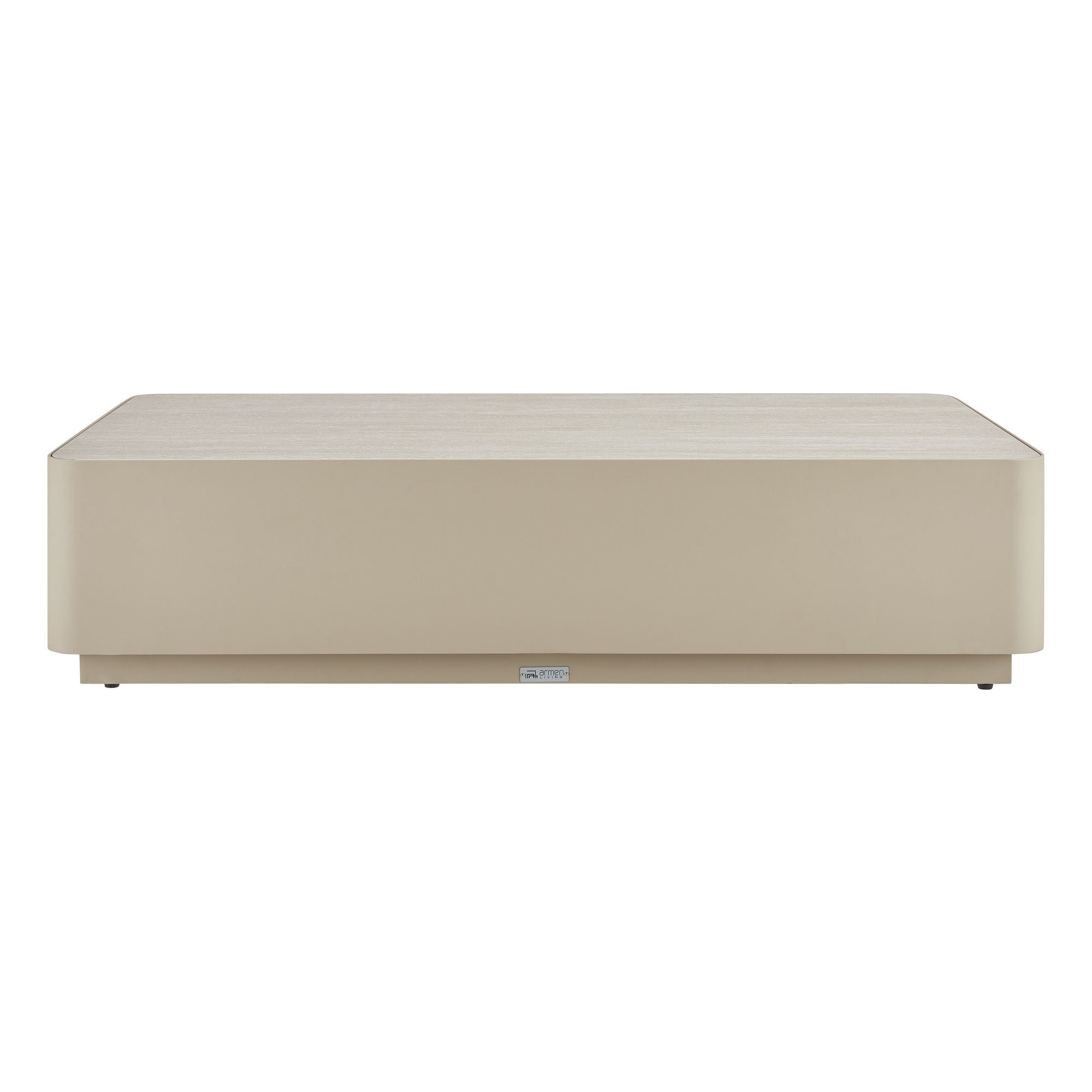 Pavilion - Powder Coated Metal Rectangle Outdoor Coffee Table With Sintered Stone Table Top - Natural