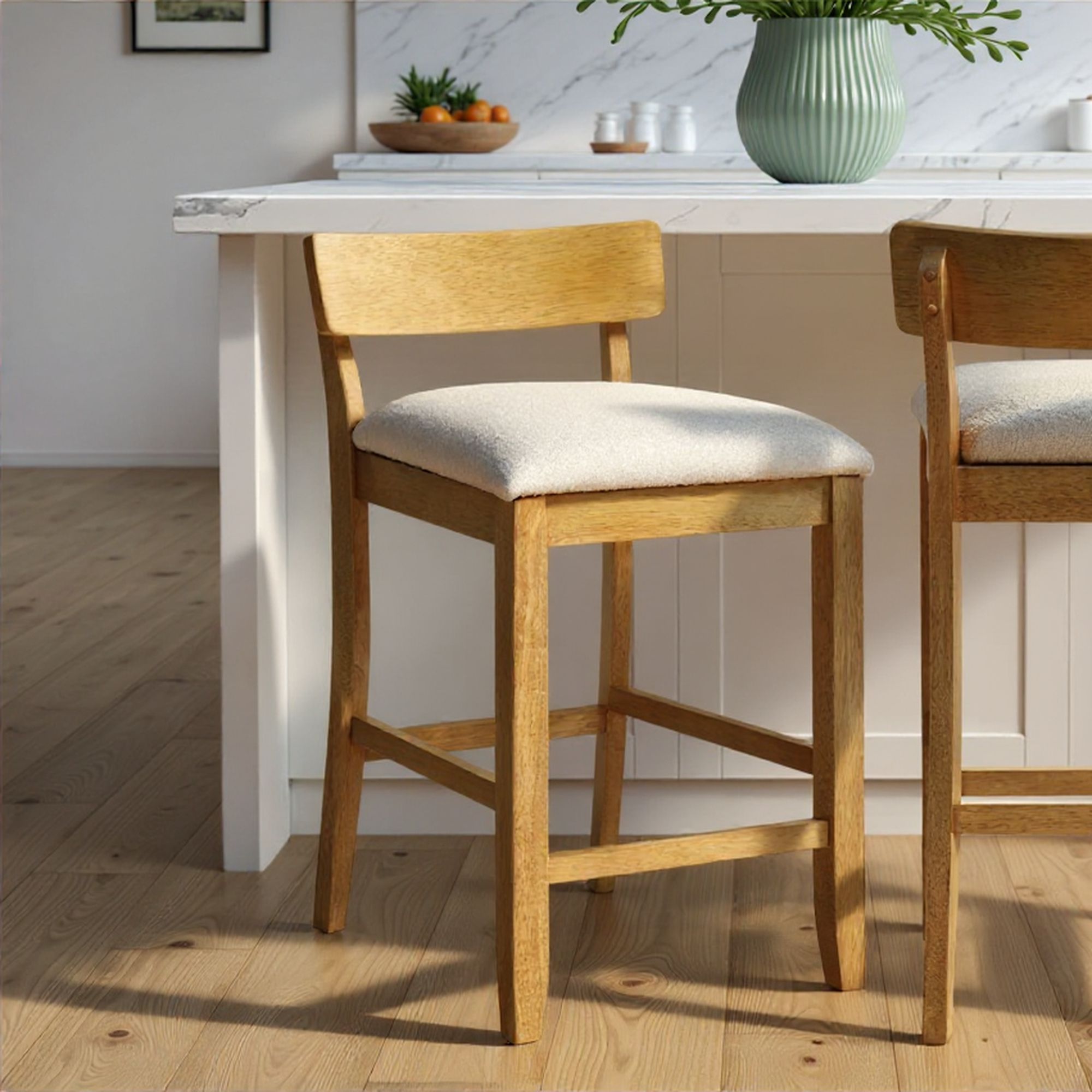 Merie - Modern Transitional Wood Counter Height Kitchen Bar Stool