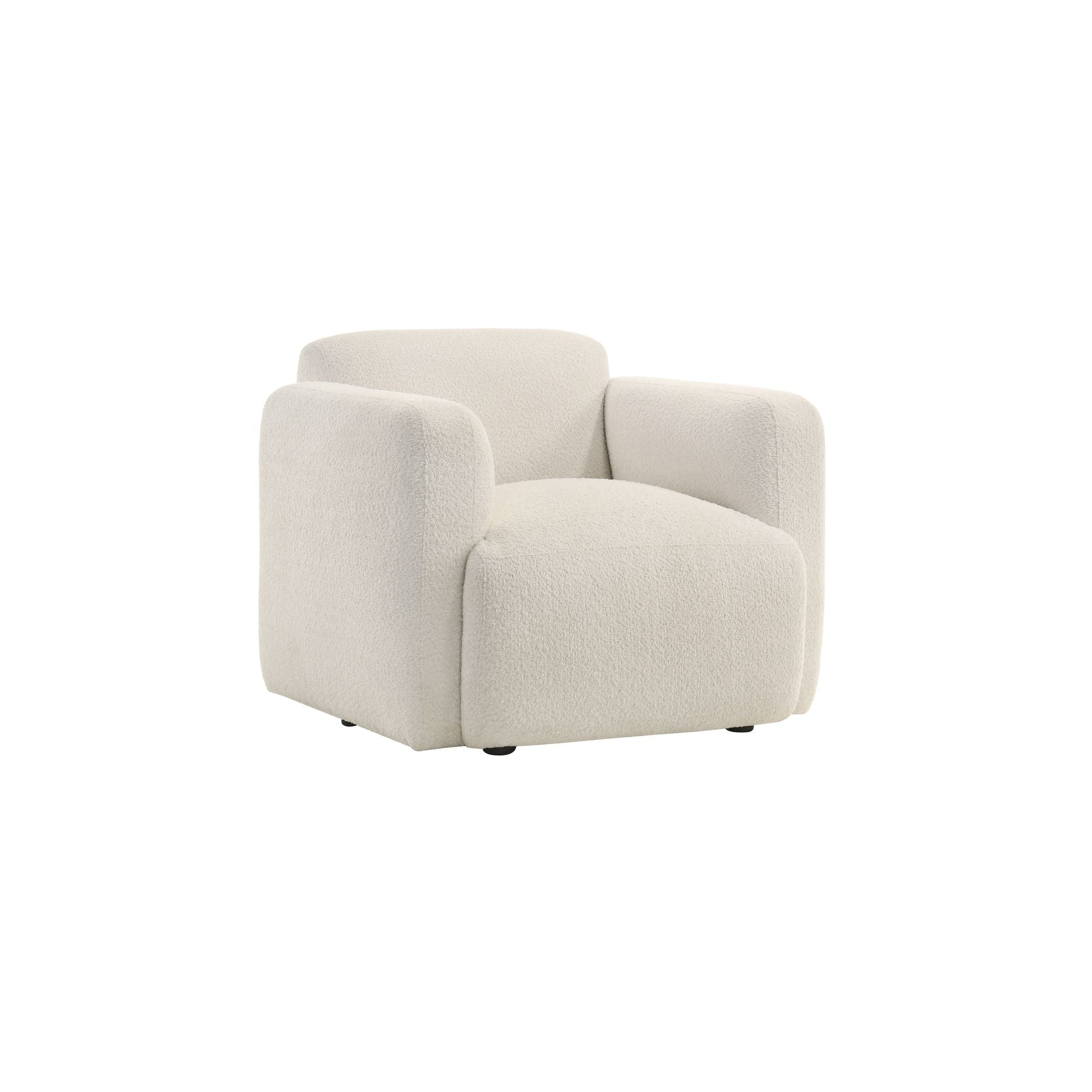 Sierra - Boucle Fabric Accent Chair With Rounded Arms - Ivory