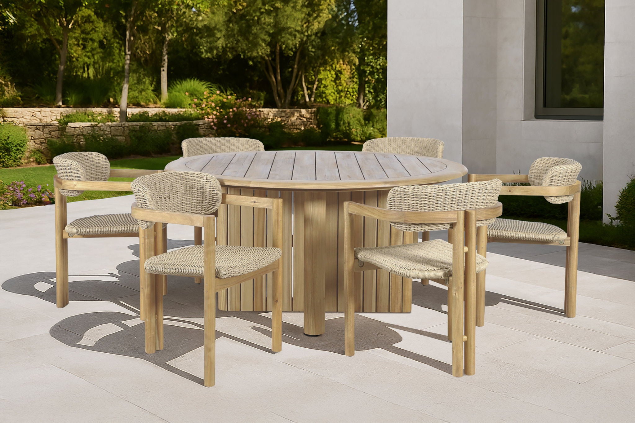 Sedona - Wood And Wicker Patio Dining Chair (Set of 2) - Natural / Brown