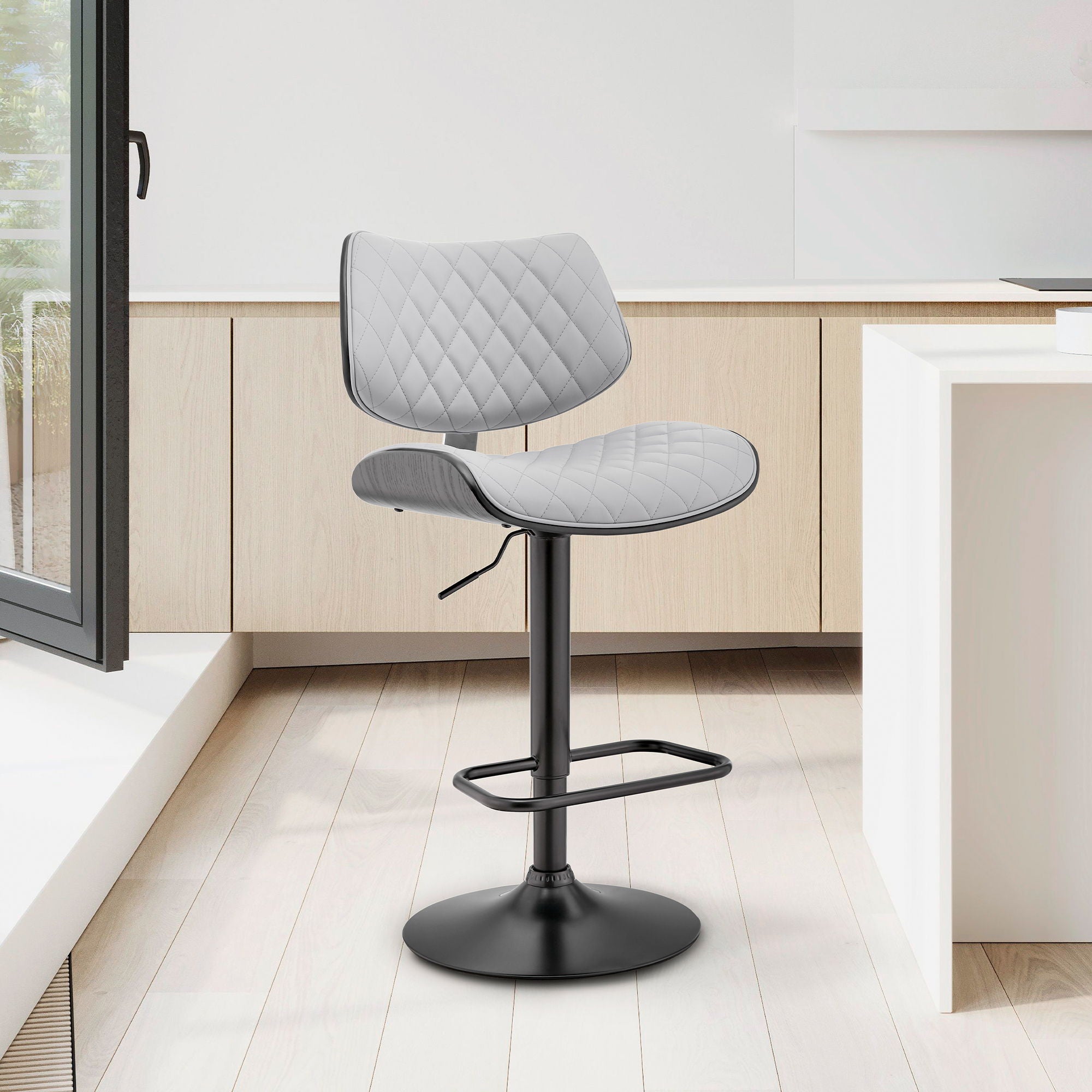 Leland - Adjustable Bar Stool - Gray / Black