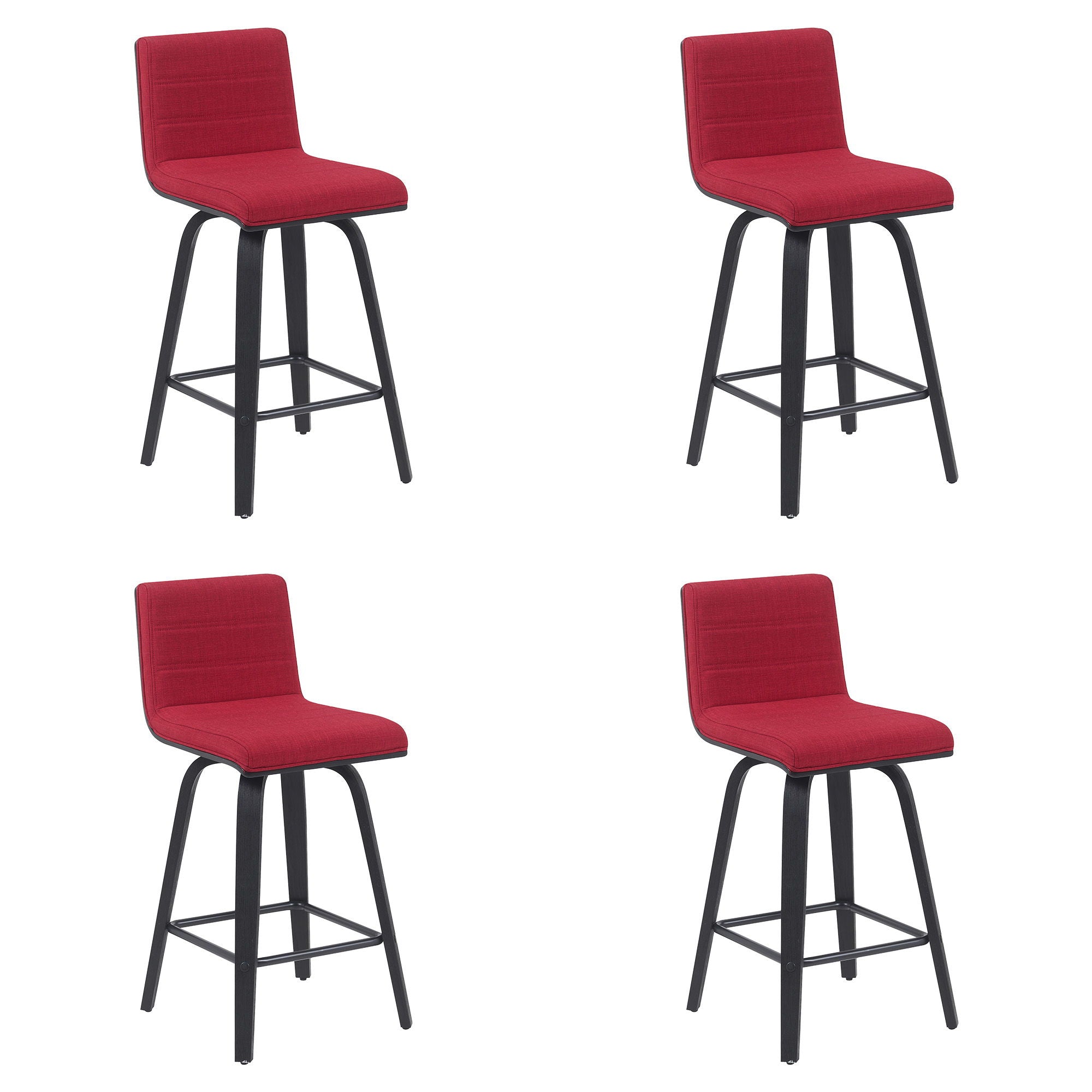 Vienna - Modern Counter Height Swivel Bar Stool - Black Brushed Wood Frame