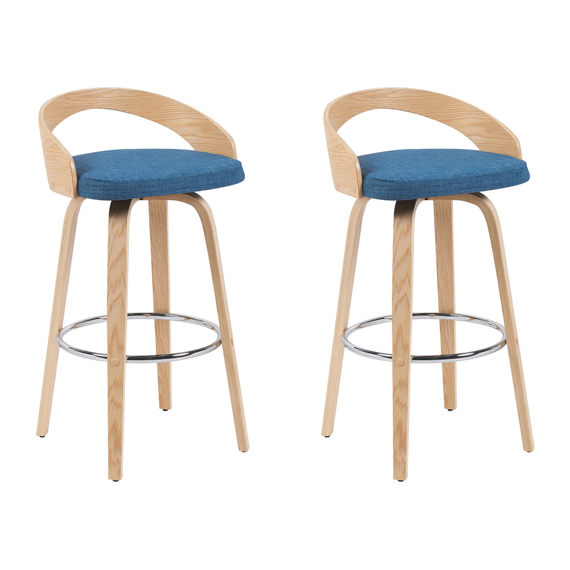 Sonia - Modern Swivel Bar Height Stool - Patterned Oak Wood Finish