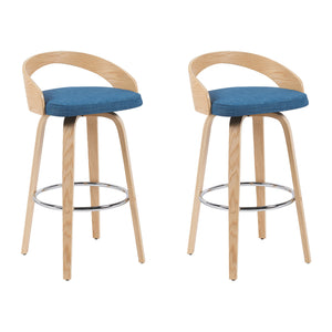 Sonia - Modern Swivel Bar Height Stool - Patterned Oak Wood Finish