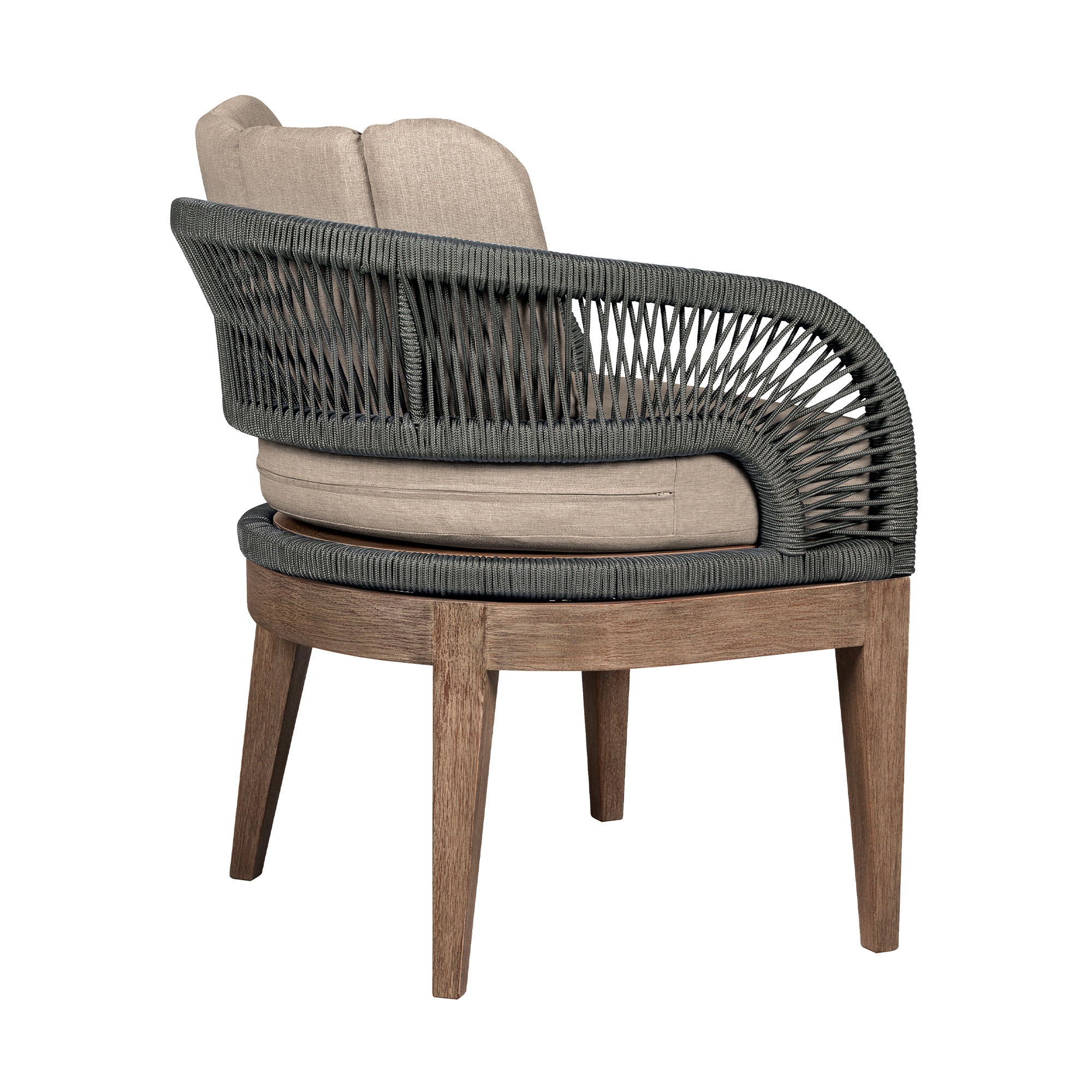 Orbit - Outdoor Patio Dining Chair - Weathered Eucalyptus / Taupe
