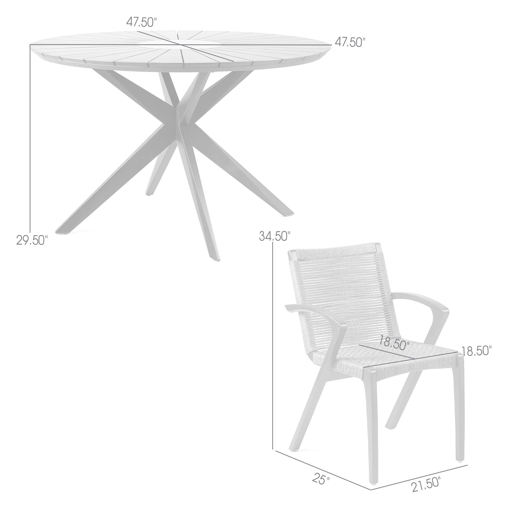 Oasis And Brielle - Outdoor 5 Piece Light Eucalyptus And Concrete Dining Set
