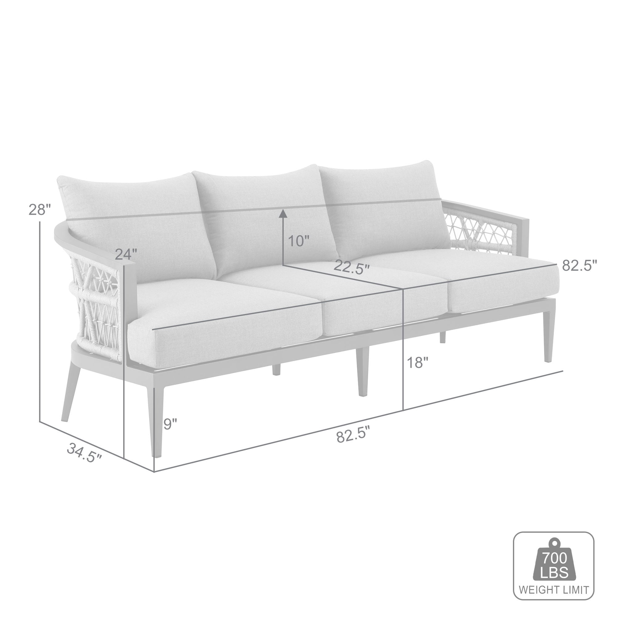 Zella - Outdoor Patio Sofa - Light Gray / Earl Gray