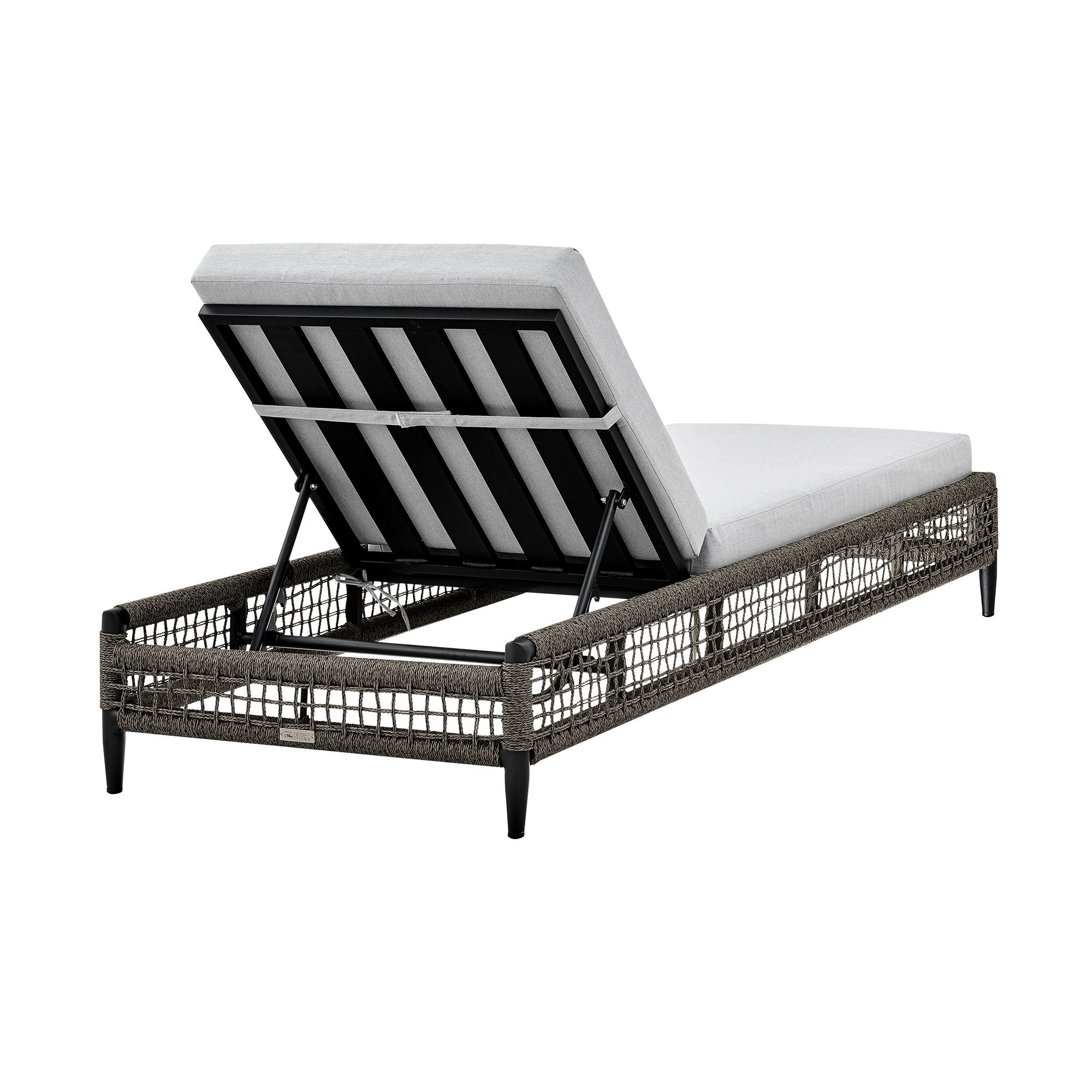Alegria - Outdoor Patio Adjustable Chaise Lounge Chair In Aluminum With Gray Rope And Cushions
