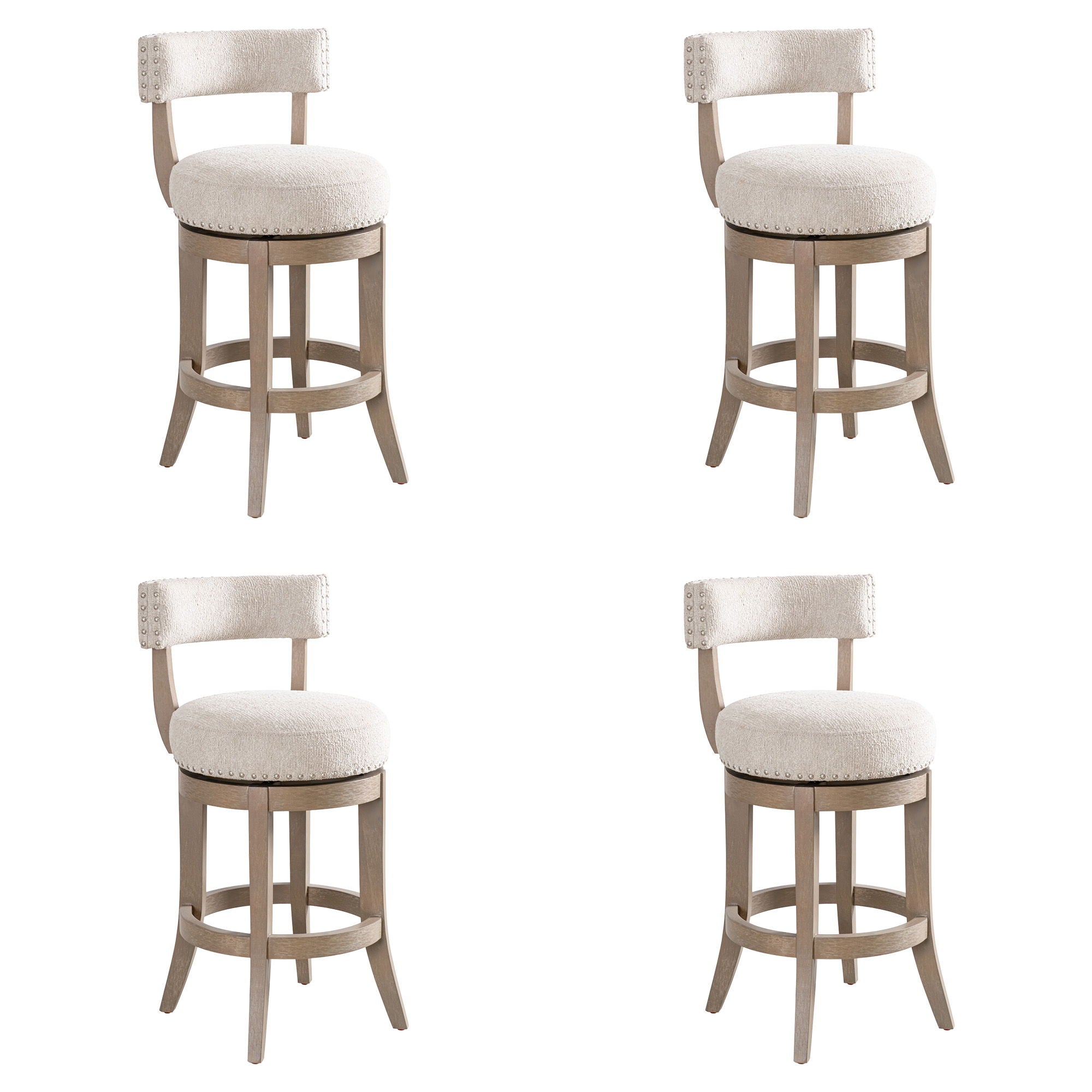 Mystic - Solid Wood Upholstered 26" Counter Height Swivel Barstool