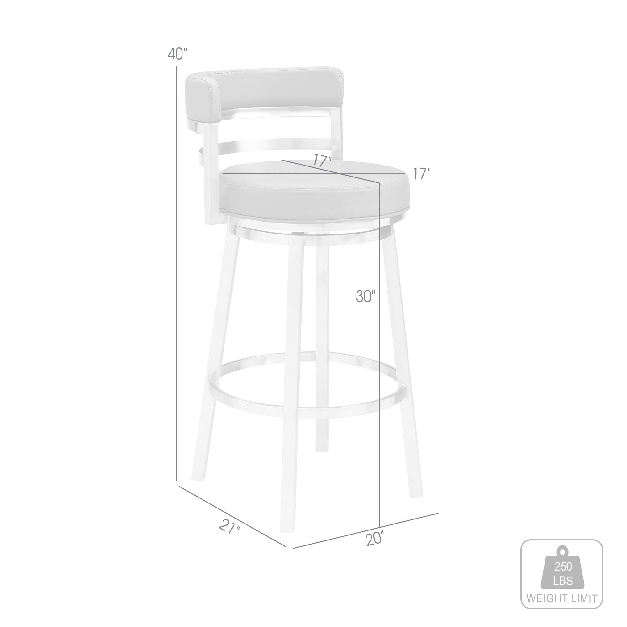 Titana - Swivel Faux Leather And Brushed Stainless Steel Bar Stool