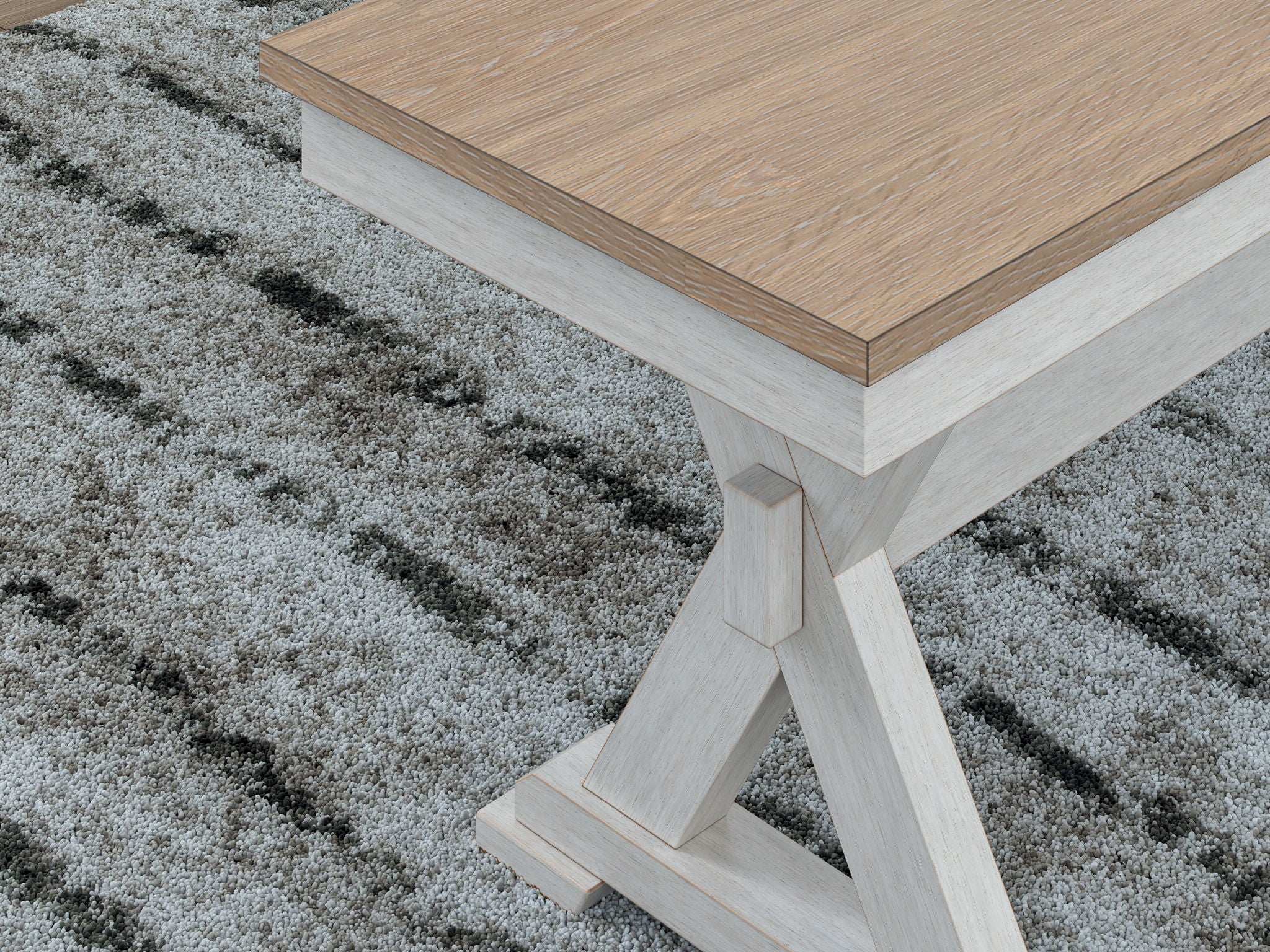 Purlaney - Large Dining Room Bench - Antique White / Natural