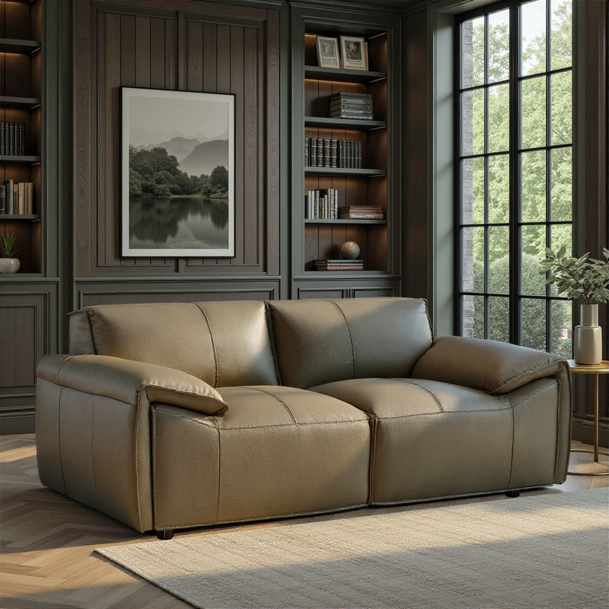 Tanner - Leather Loveseat With Padded Arms