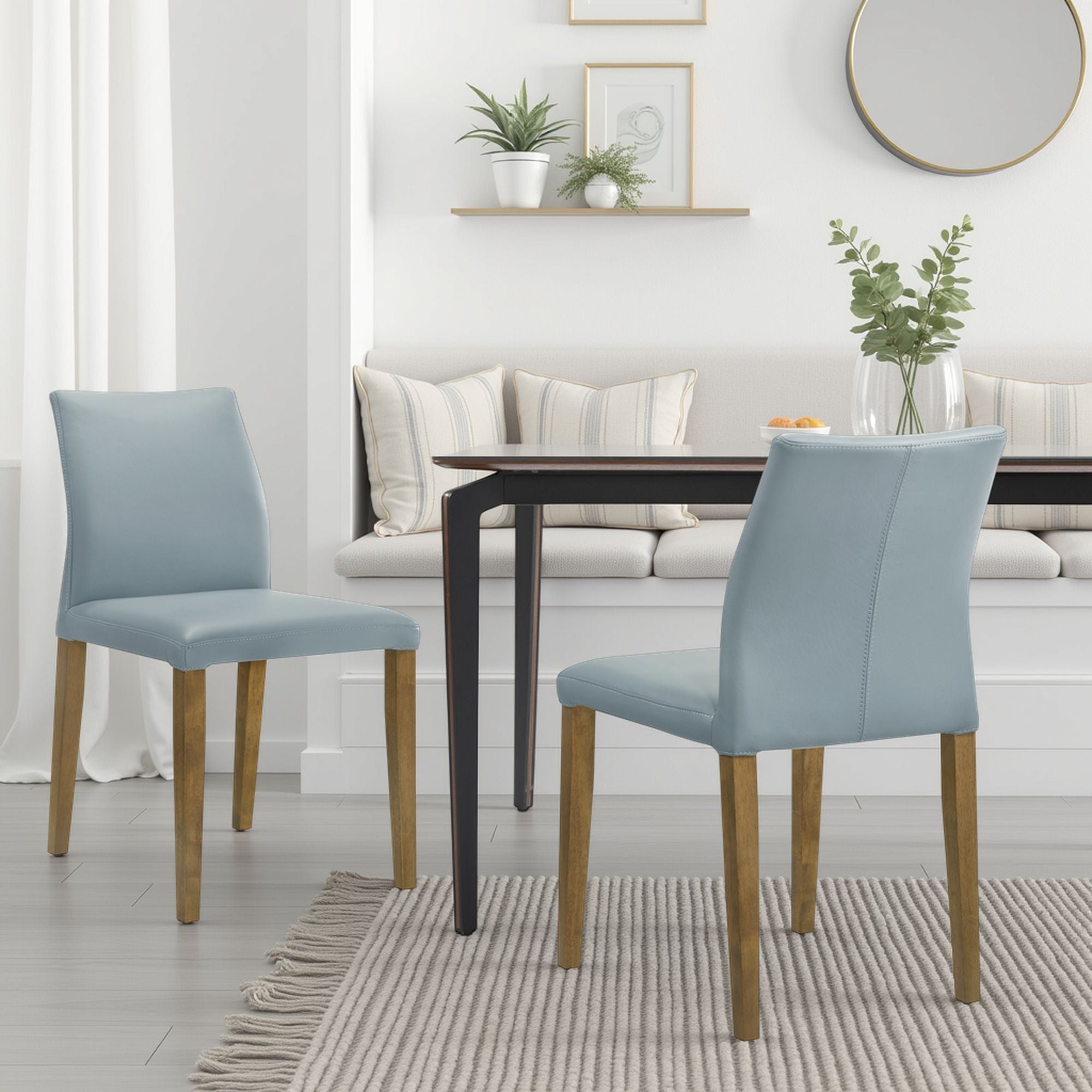 Elyza - Full Back Top Grain Leather Upholstered Wood Dining Chairs (Set of 2)