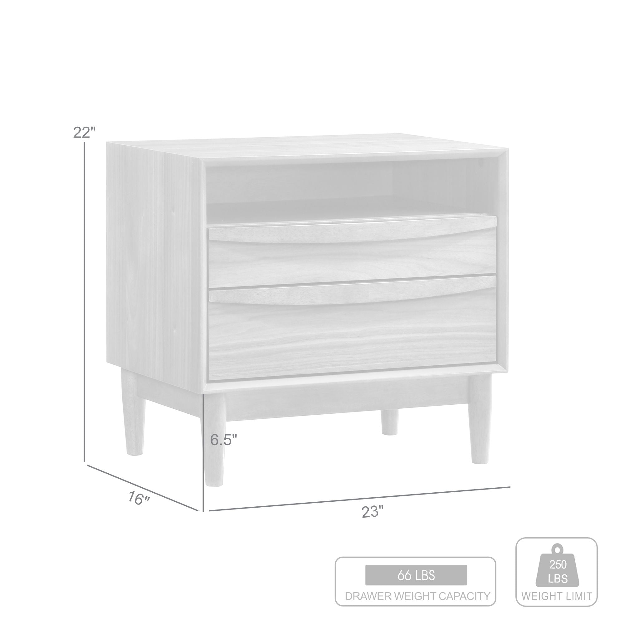 Artemio - 2 Drawer Wooden Nightstand With Shelf