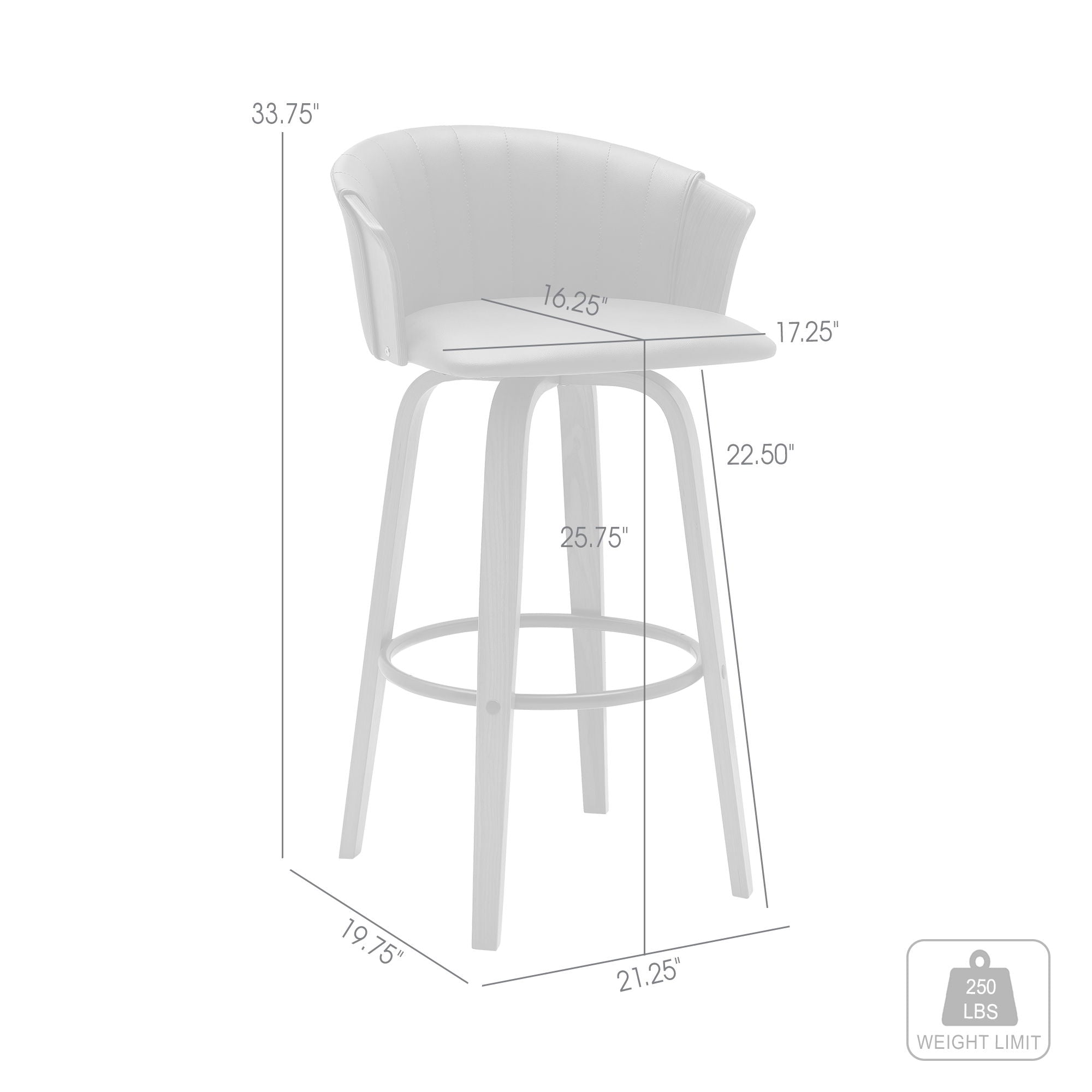 Diana - Swivel Walnut Wood Faux Leather Counter Stool