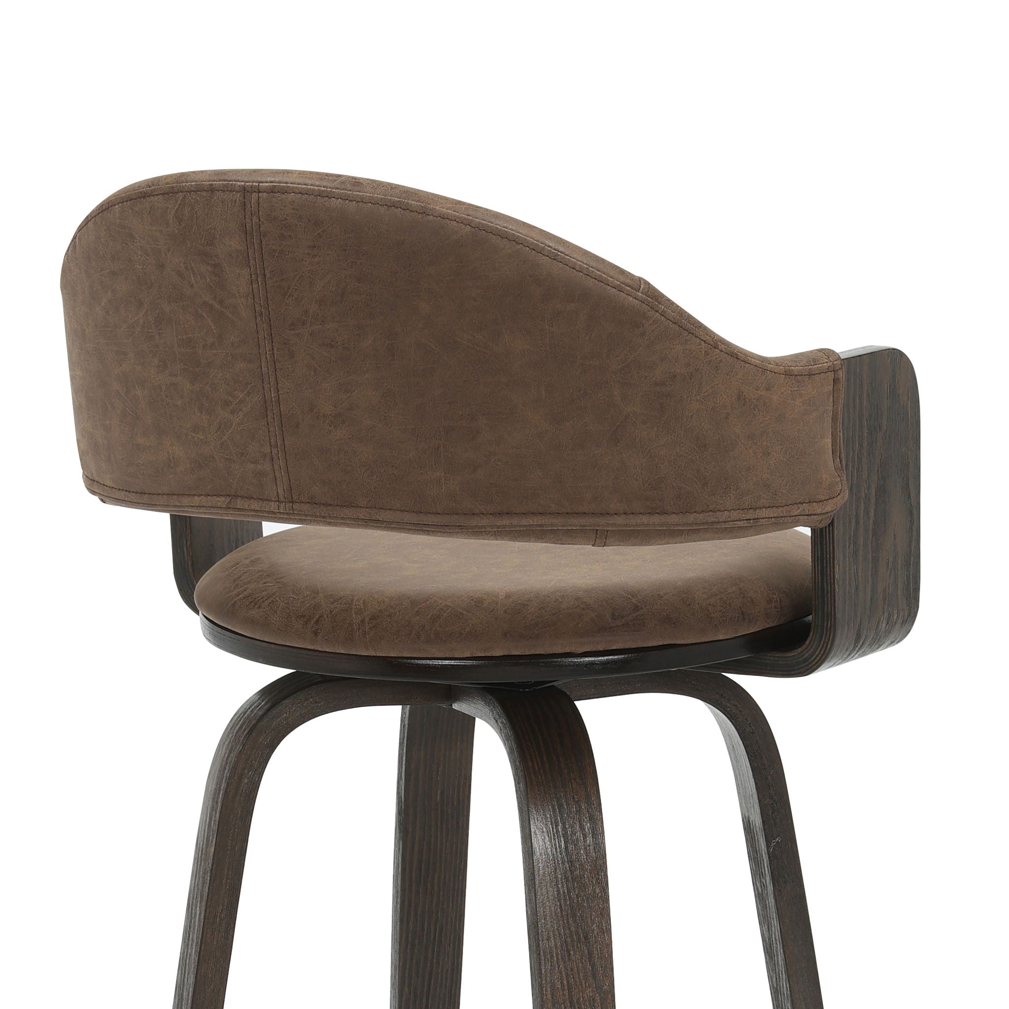 Daxton - Swivel Bar Height Round Back Wood Bar Stool With Faux Leather Seat