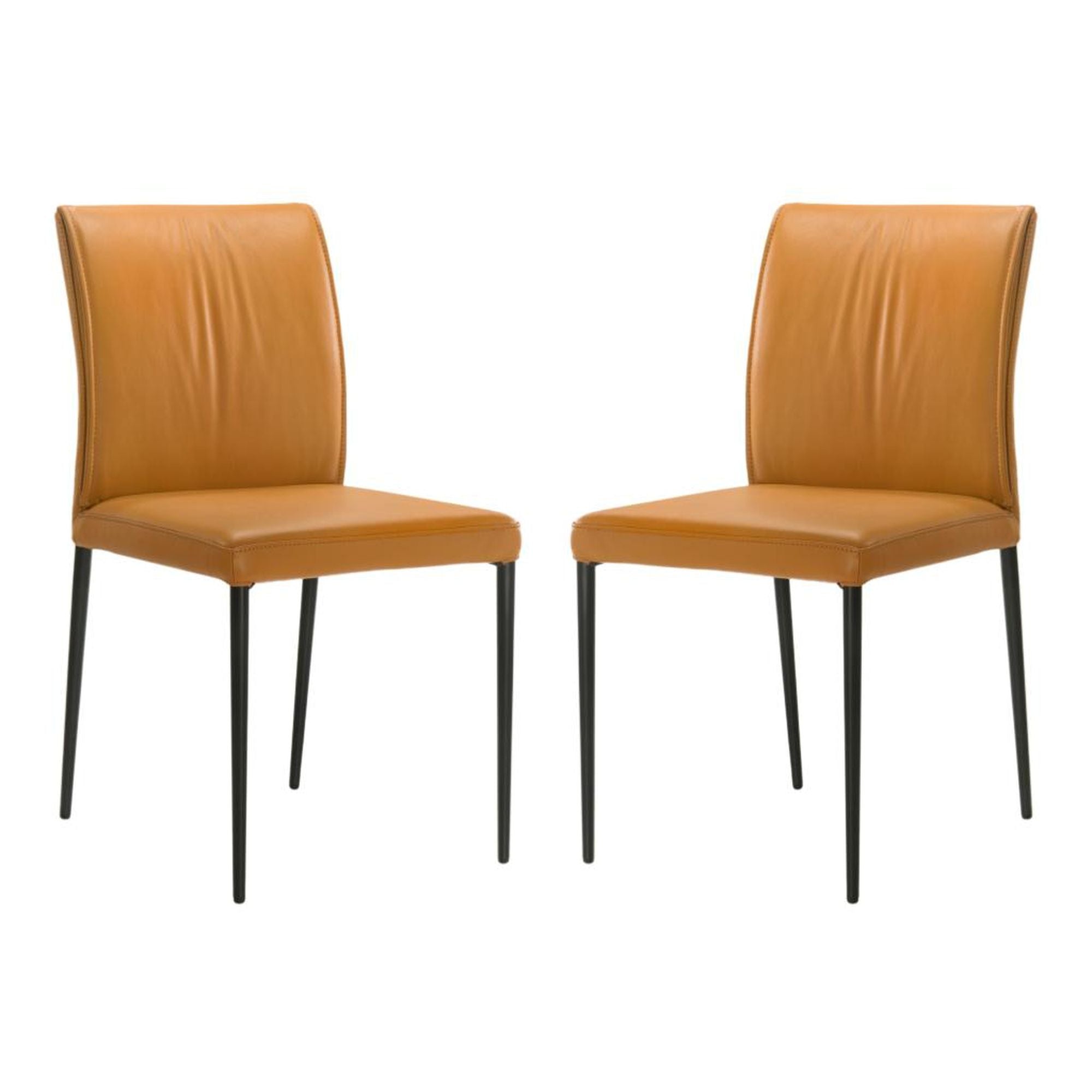 Meriam - Full Back Top Grain Leather Upholstered Metal Dining Chairs (Set of 2)