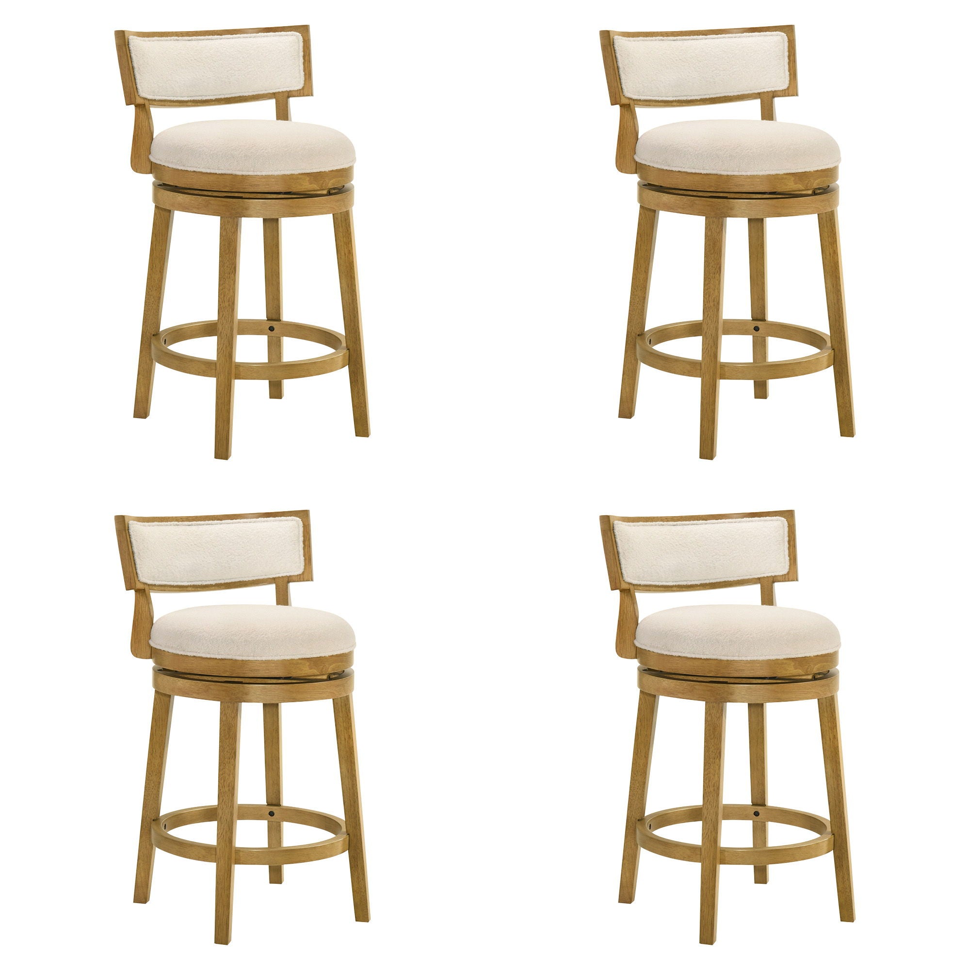 Noely - Modern Farmhouse Swivel Wood Counter Height Kitchen Bar Stool