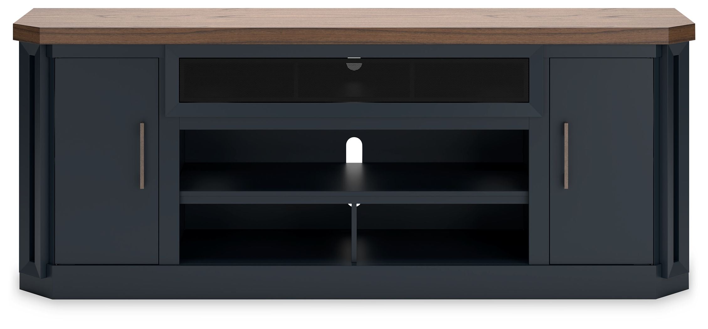 Landocken - XL TV Stand W/Fireplace Option - Brown / Blue