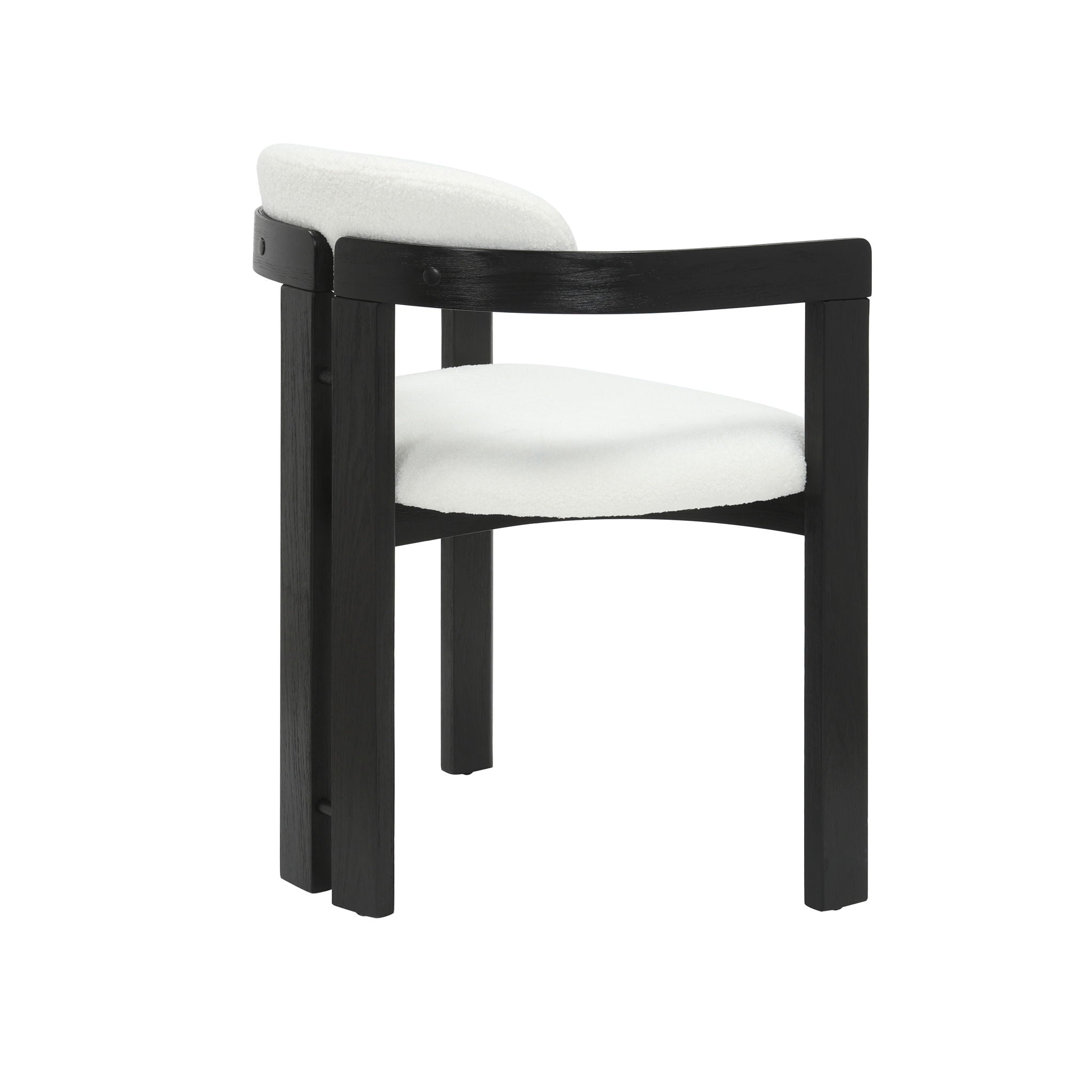 Jazmin - Curved Back Wood Dining Chair With Boucle Fabric Seat Set