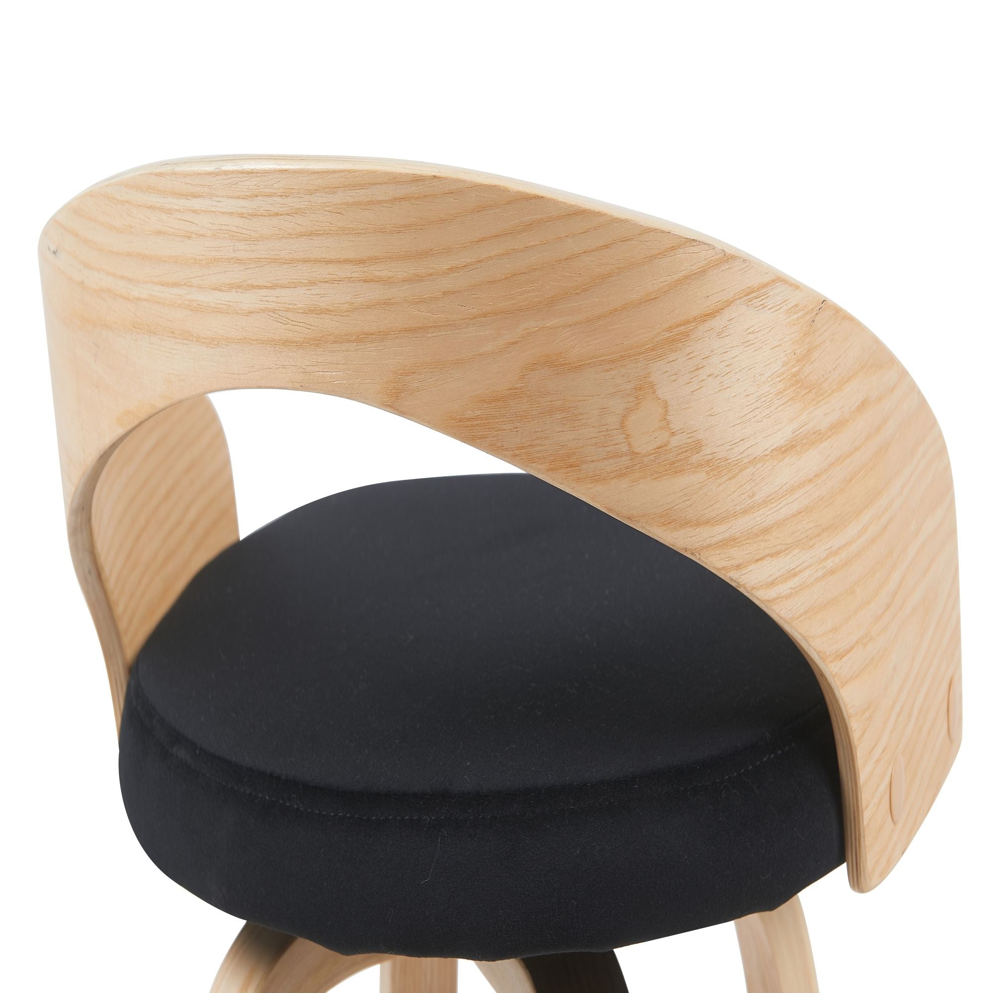 Sonia - Modern Swivel Bar Height Stool - Patterned Oak Wood Finish