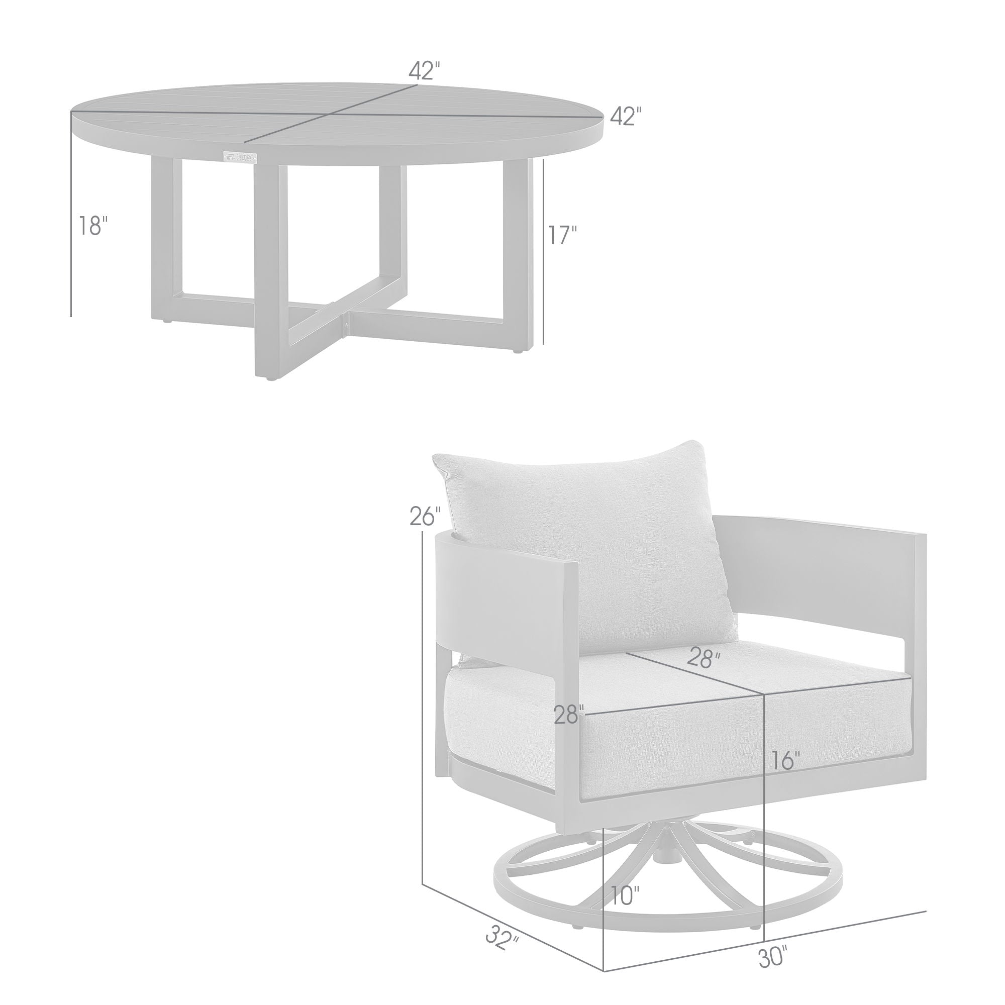 Menorca - 3 Piece Patio Outdoor Swivel Seating Set With Cushions - Dark Gray