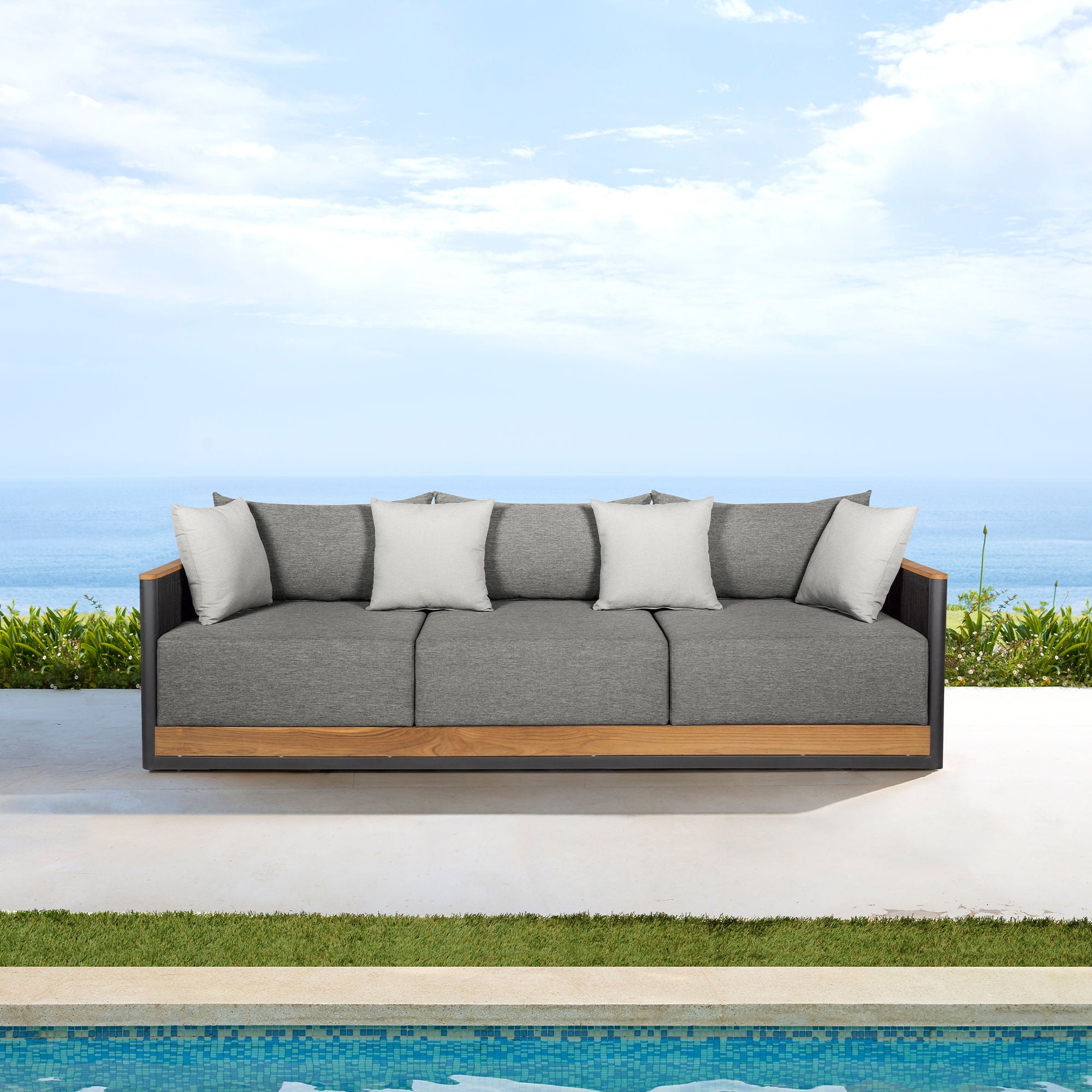 Artesia - Outdoor Patio Sofa - Black / Dark Gray