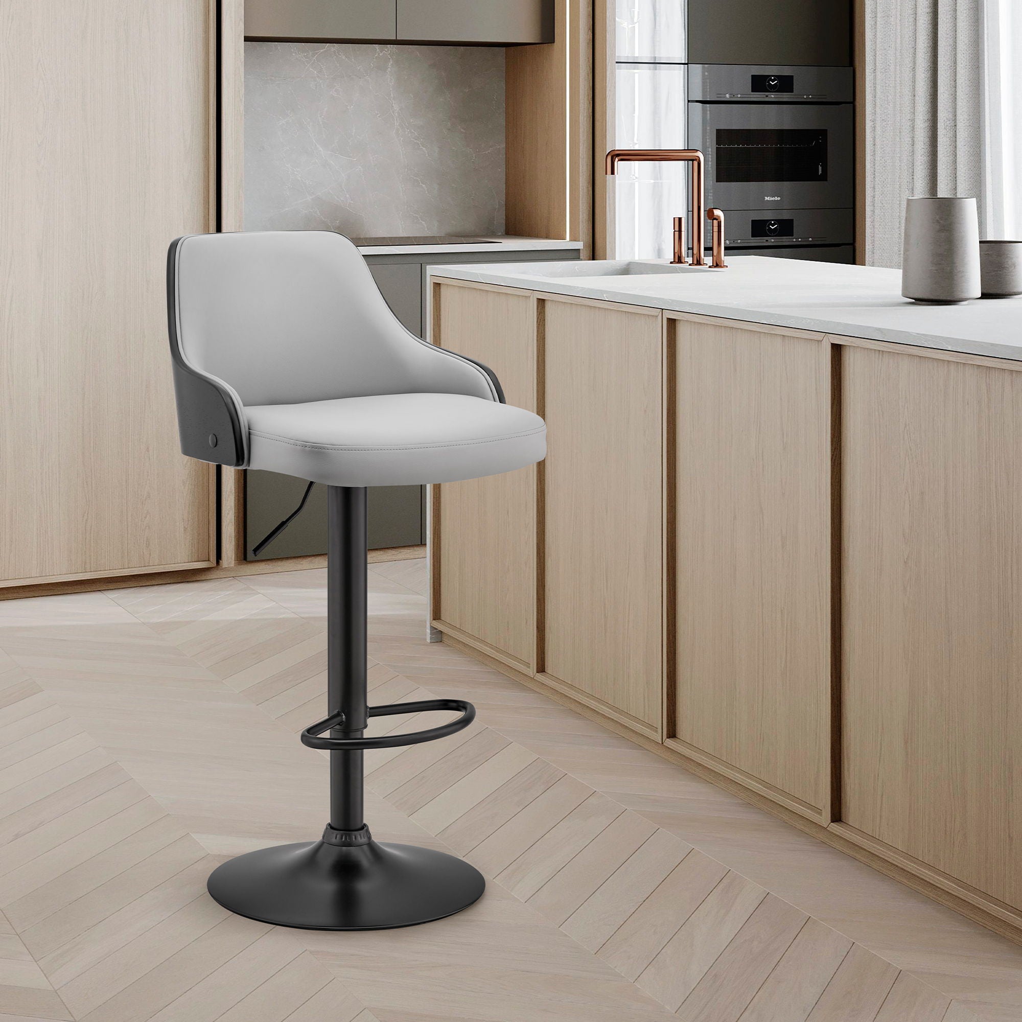 Asher - Adjustable Bar Stool - Gray / Black
