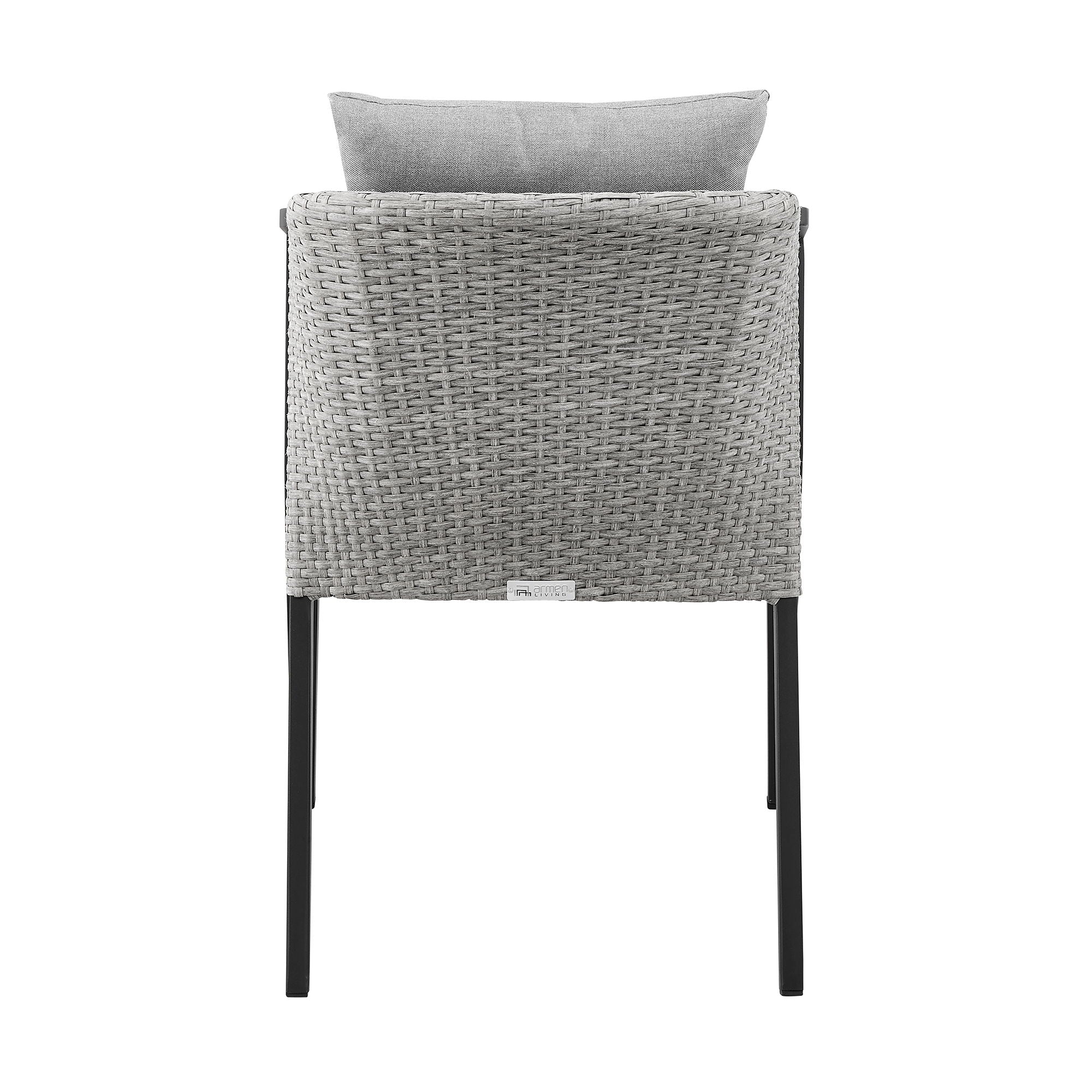 Palma - Outdoor Patio Dining Chairs In Aluminum And Wicker With Gray Cushions - (Set Of 2)