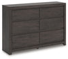 Fraluna - Six Drawer Dresser - Charcoal