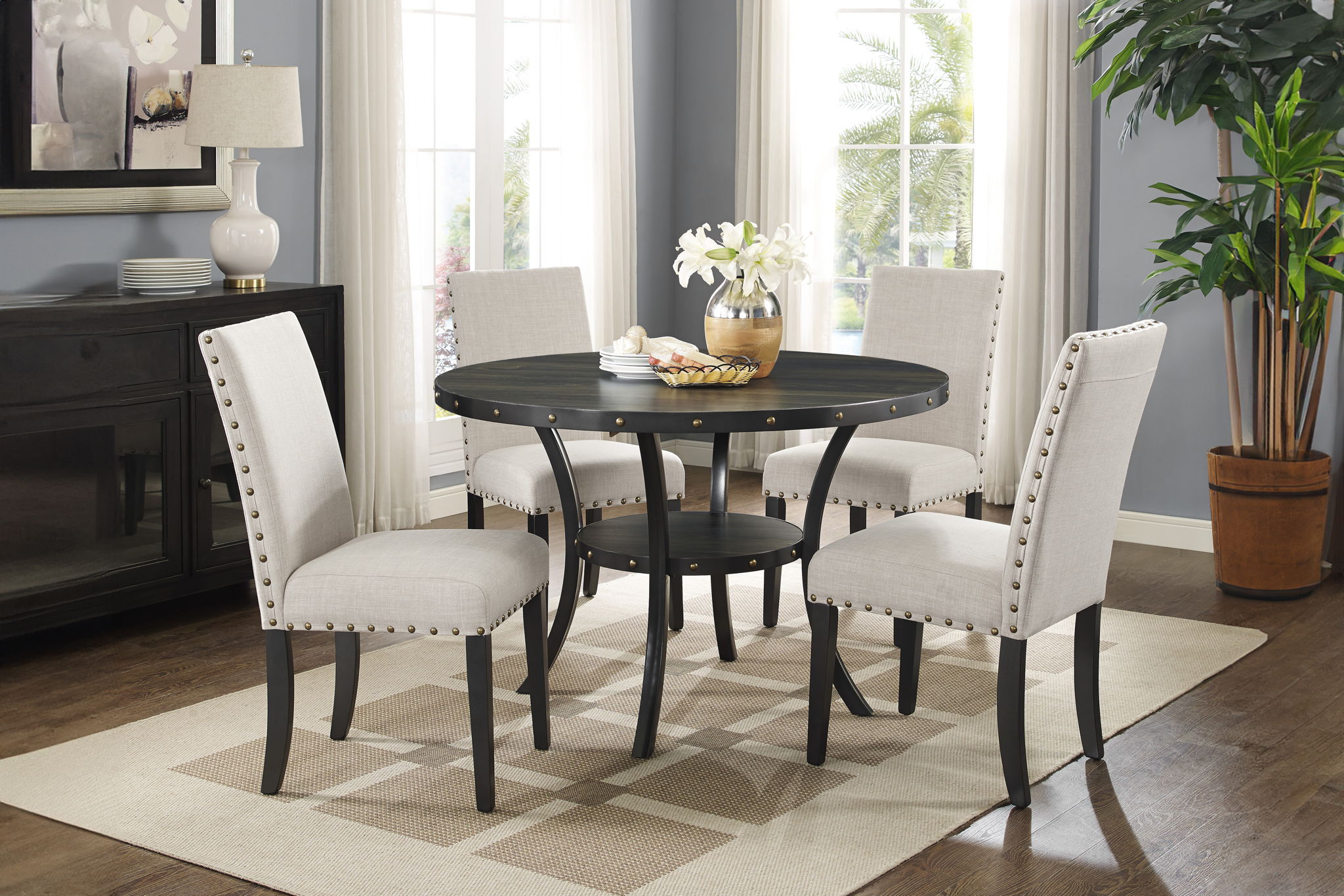 Crispin - Round Dining Table - Gray