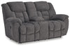 Foreside - Dbl Reclining Loveseat with Console - Charcoal