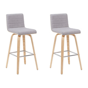 Vienna - Modern Swivel Bar Height Stool - Patterned Oak Wood Frame