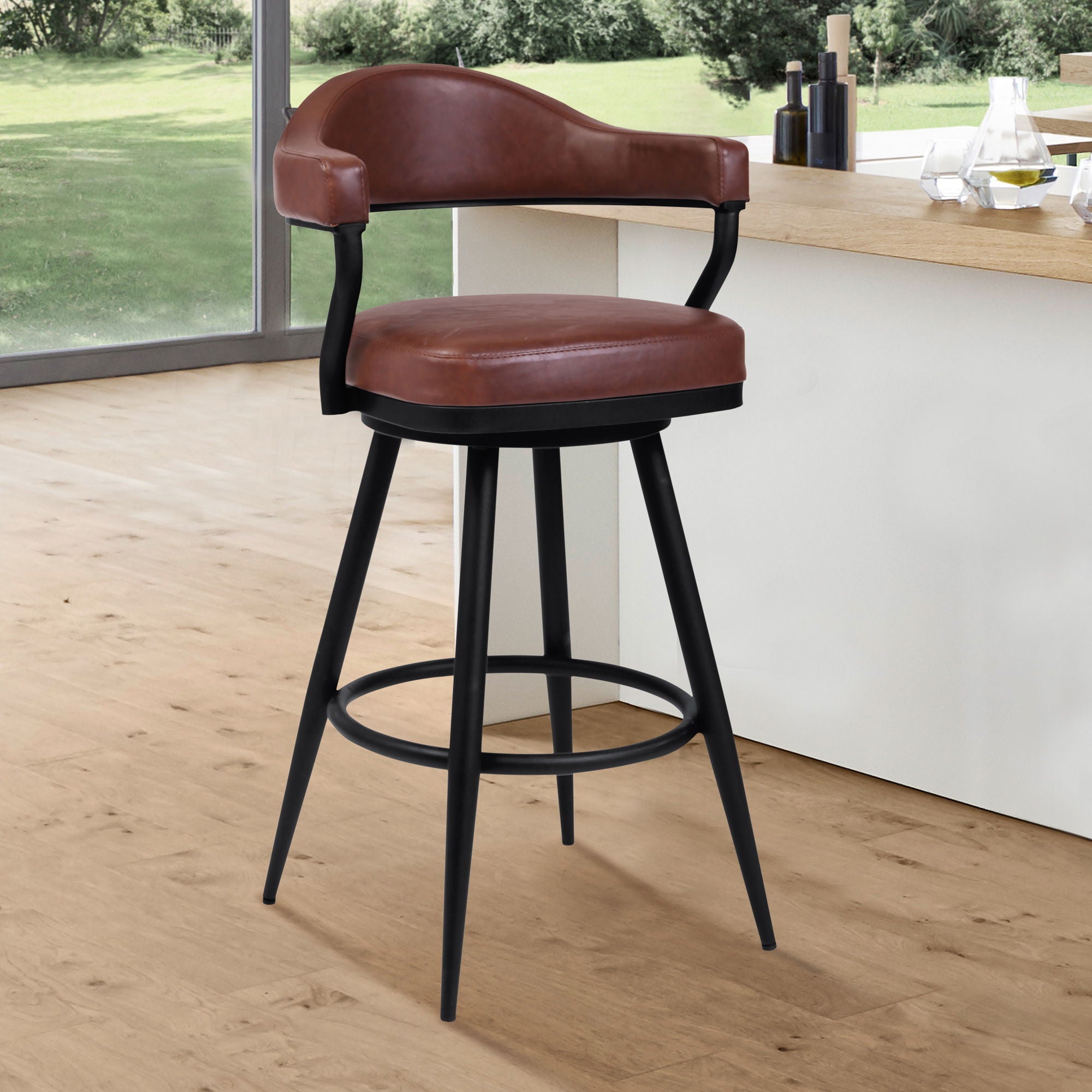Justin - Swivel Vintage Bar Stool With Metal Legs