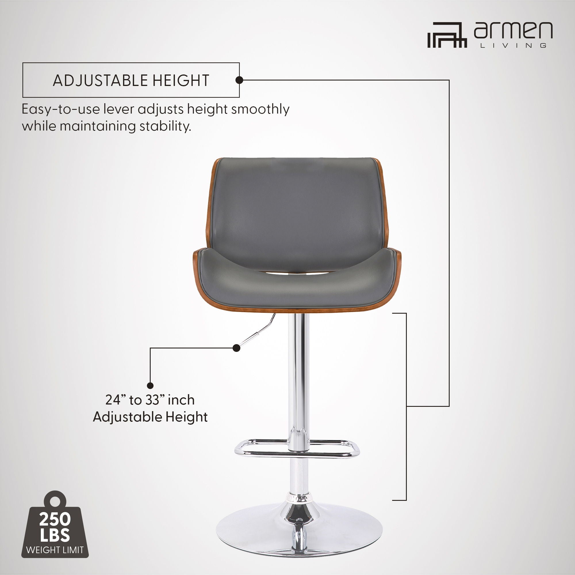 London - Adjustable Height Swivel Bar Stool