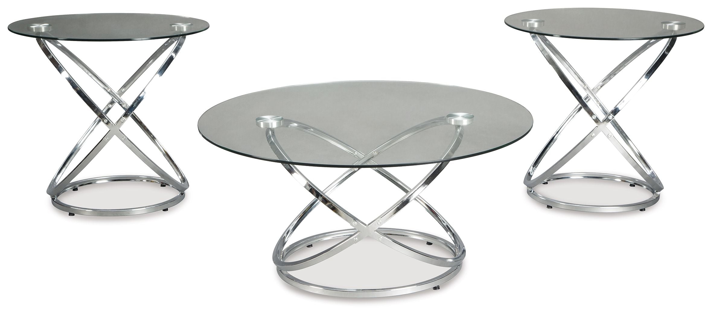 Hollynyx - Occasional Table Set (Set of 3) - Chrome Finish