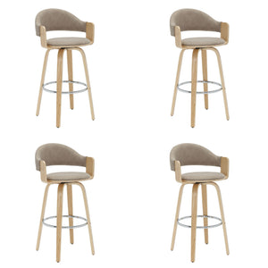 Daxton - Swivel Bar Height Round Back Wood Bar Stool With Faux Leather Seat