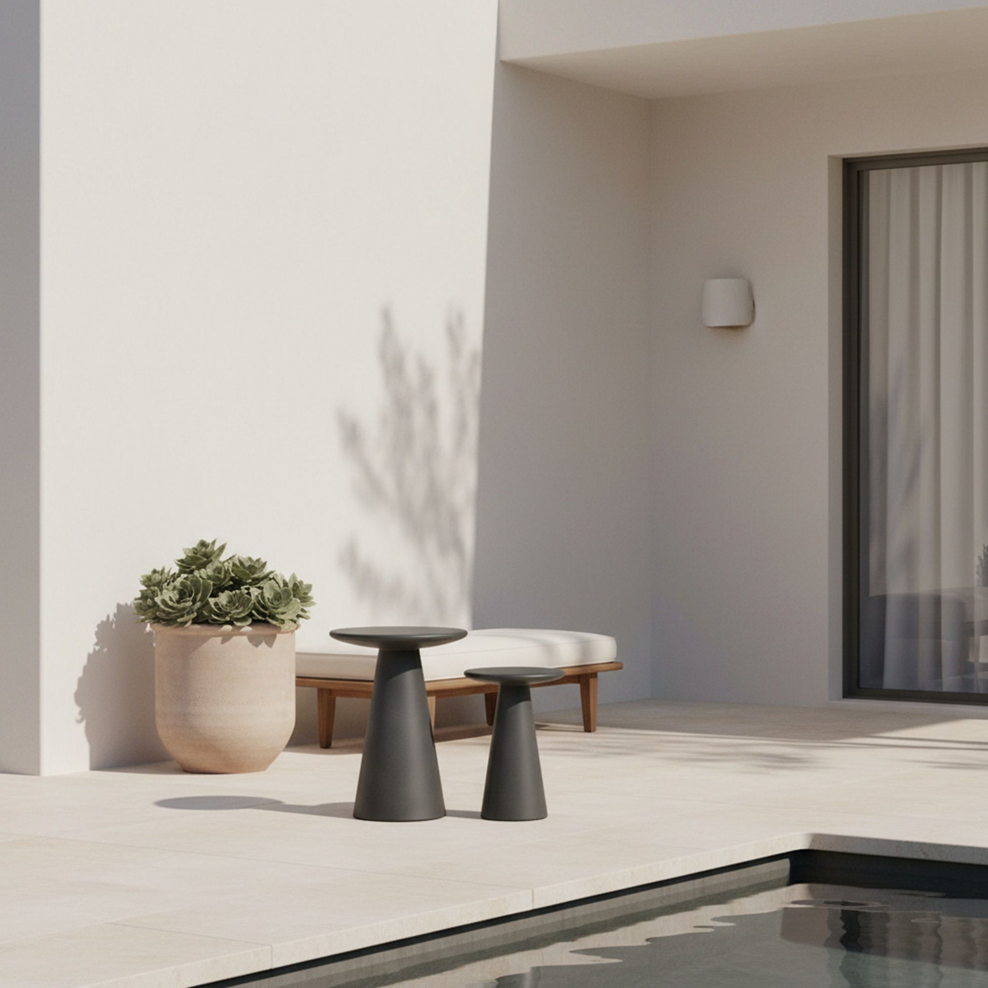 Nyima - Indoor Outdoor 2-Piece Table Set - Charstone Concrete Finish