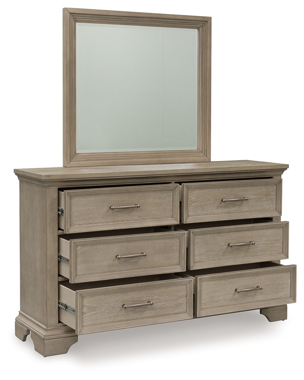 Vallardia - Dresser And Mirror - Light Grayish Brown