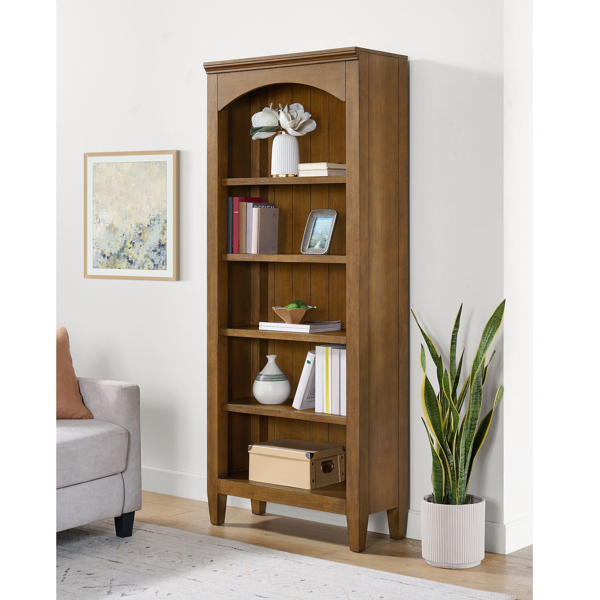 Portico - Open Bookcase - Brown Oak