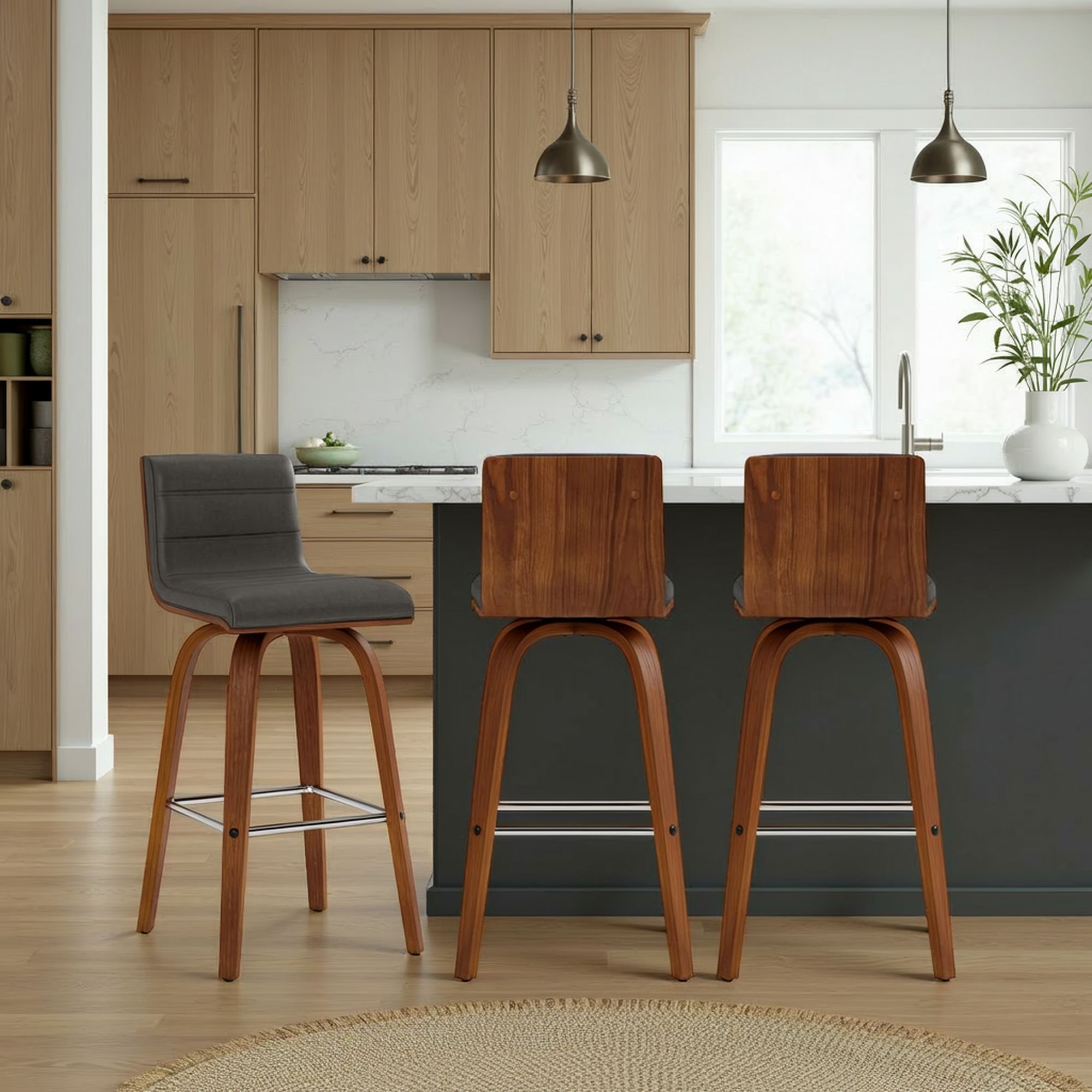 Vienna - 26" Swivel Counter Stool - Walnut Wood