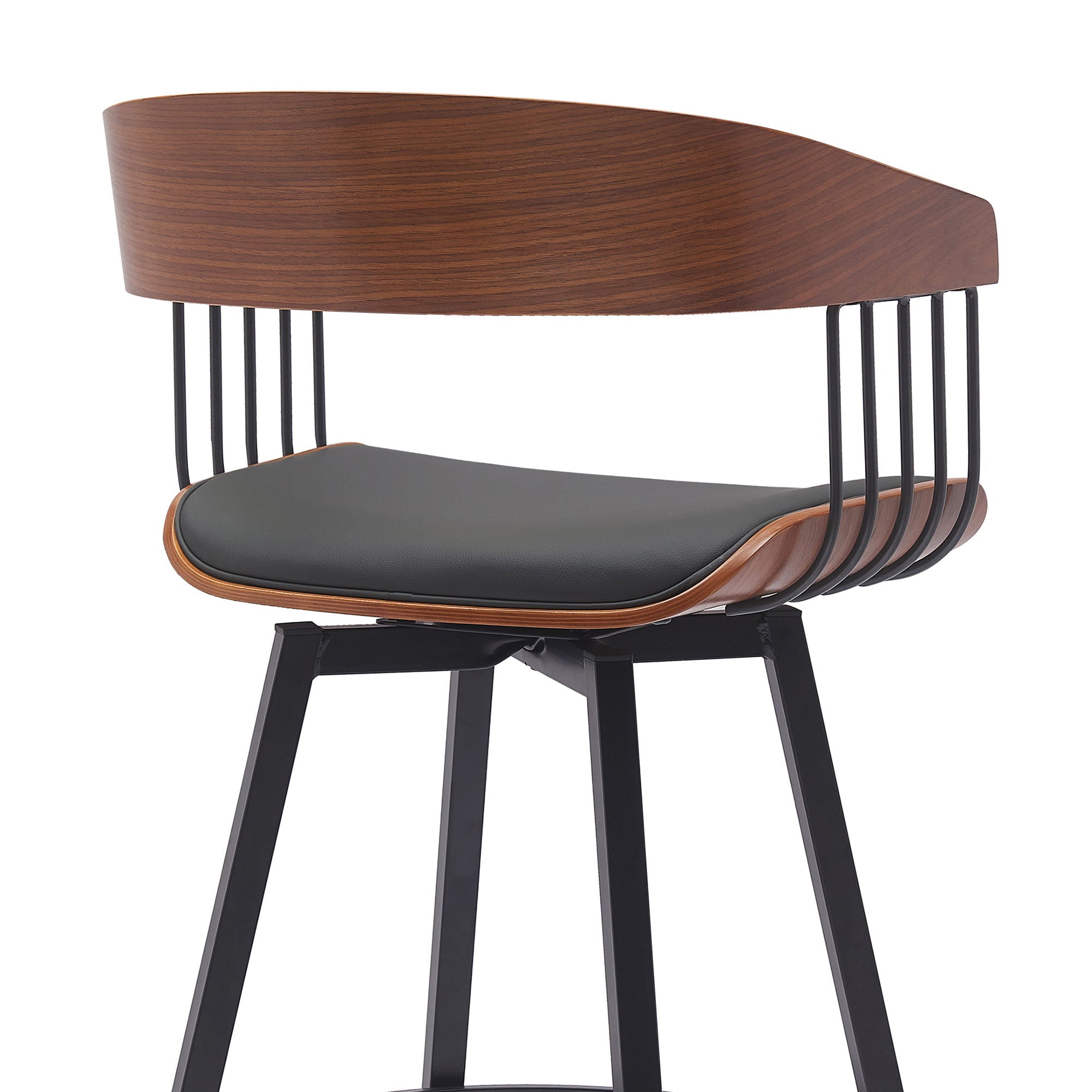 Athena - Swivel Walnut Metal Stool