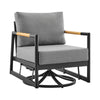 Royal - Outdoor Patio Swivel Glider Lounge Chair - Black Aluminum And Teak Wood With Cushions