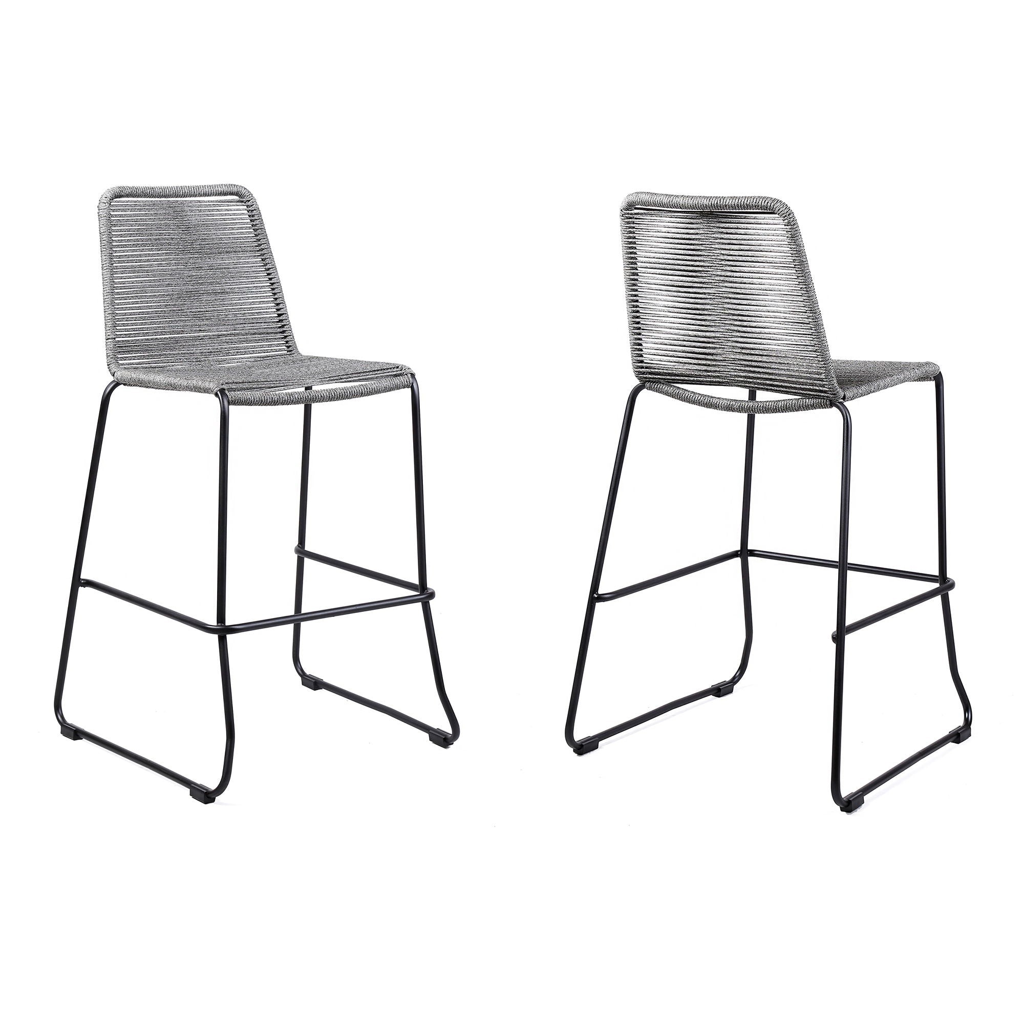 Shasta - 26" Outdoor Metal And Rope Stackable Barstool