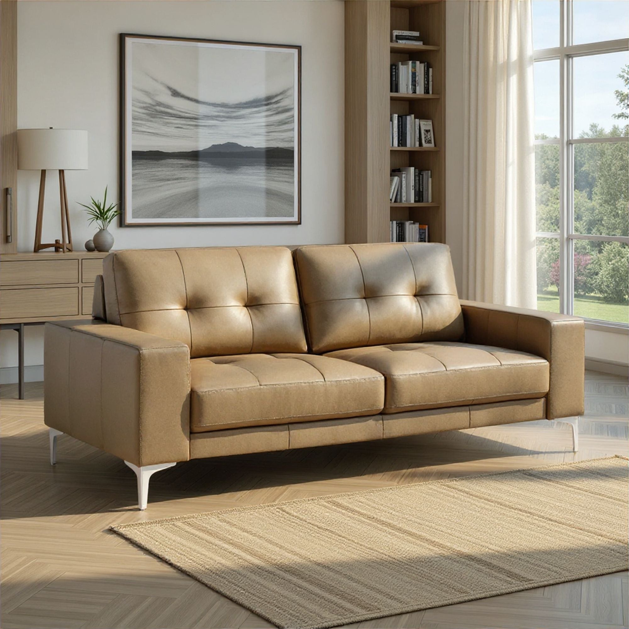 Faelin - Leather Sofa With Tufted Back