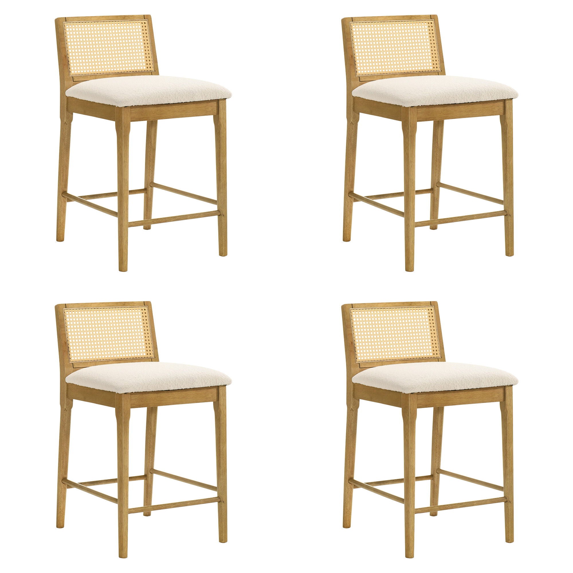 Tobias - Coastal Modern Wood Counter Height Kitchen Bar Stool
