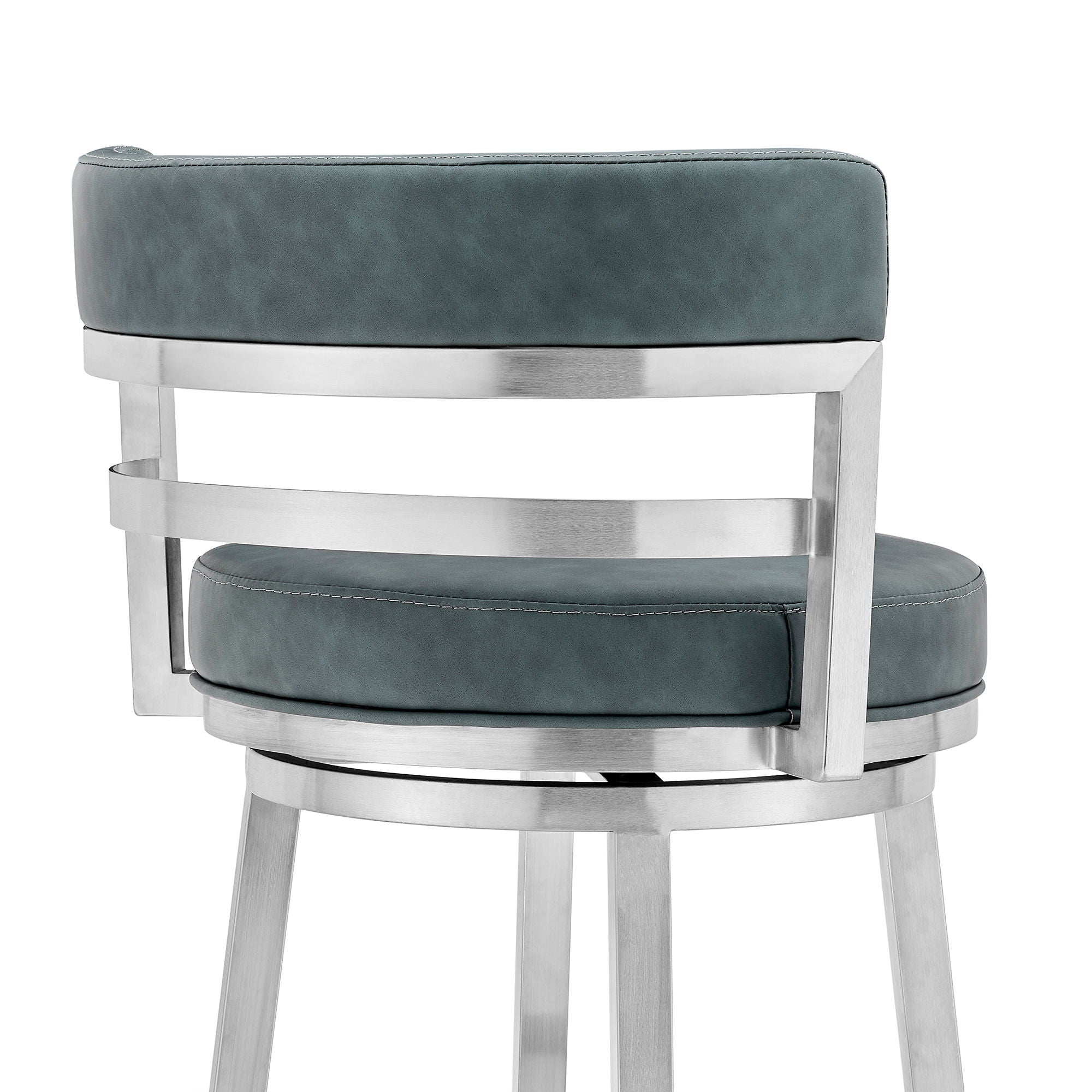 Titana - Swivel Faux Leather And Brushed Stainless Steel Bar Stool