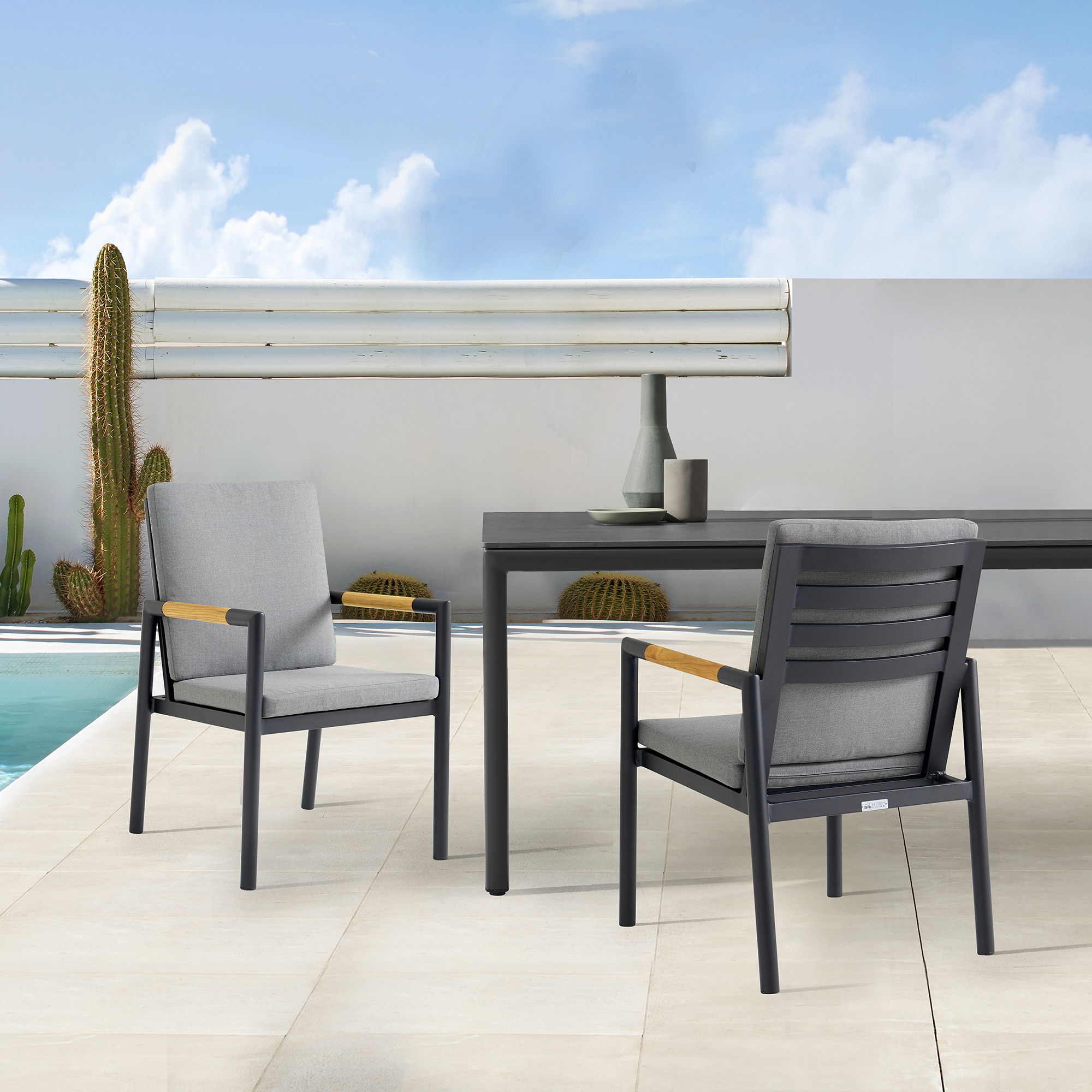 Royal - Aluminum And Teak Outdoor Dining Chair (Set of 2)