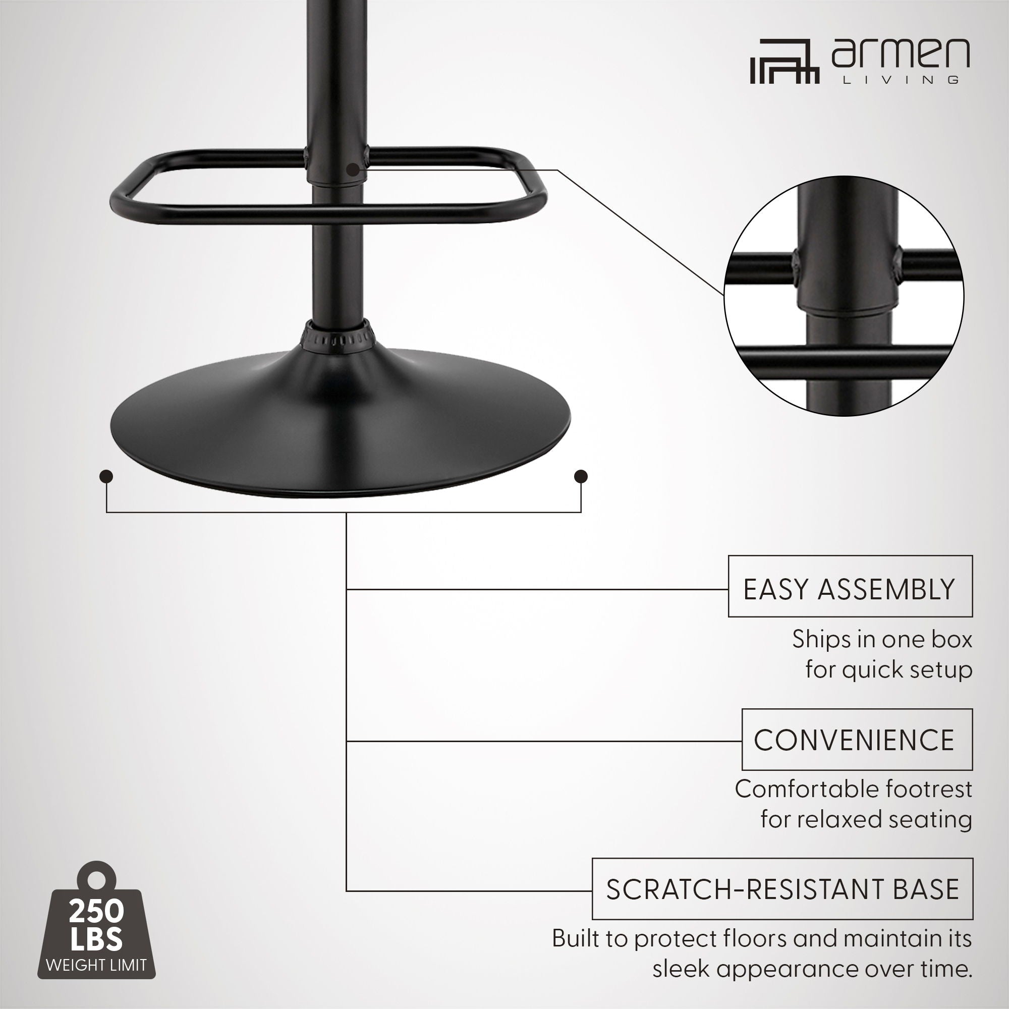 Leland - Adjustable Bar Stool - Gray / Black